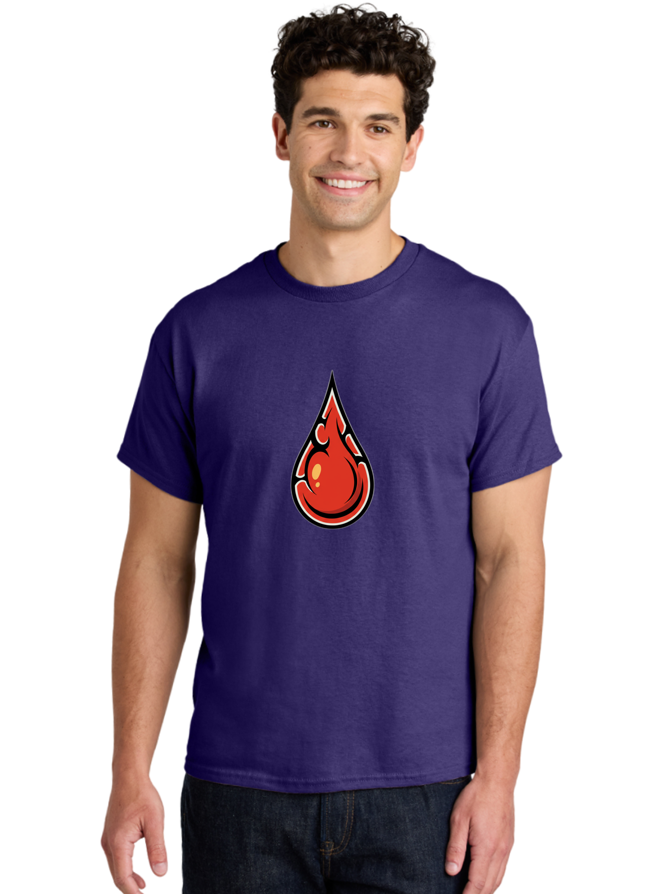 Red-Drop Men'S Graphic Tee, 100% Cotton, Comfortable Casual Summer Wear, Machine Washable, Flame Design, Teardrop Shape, Bold Graphics, Abstract Art, Vibrant Red, Dynamic Illustration, Stylized Flame, Modern Graphic Design, Fiery Element, Bab326 8