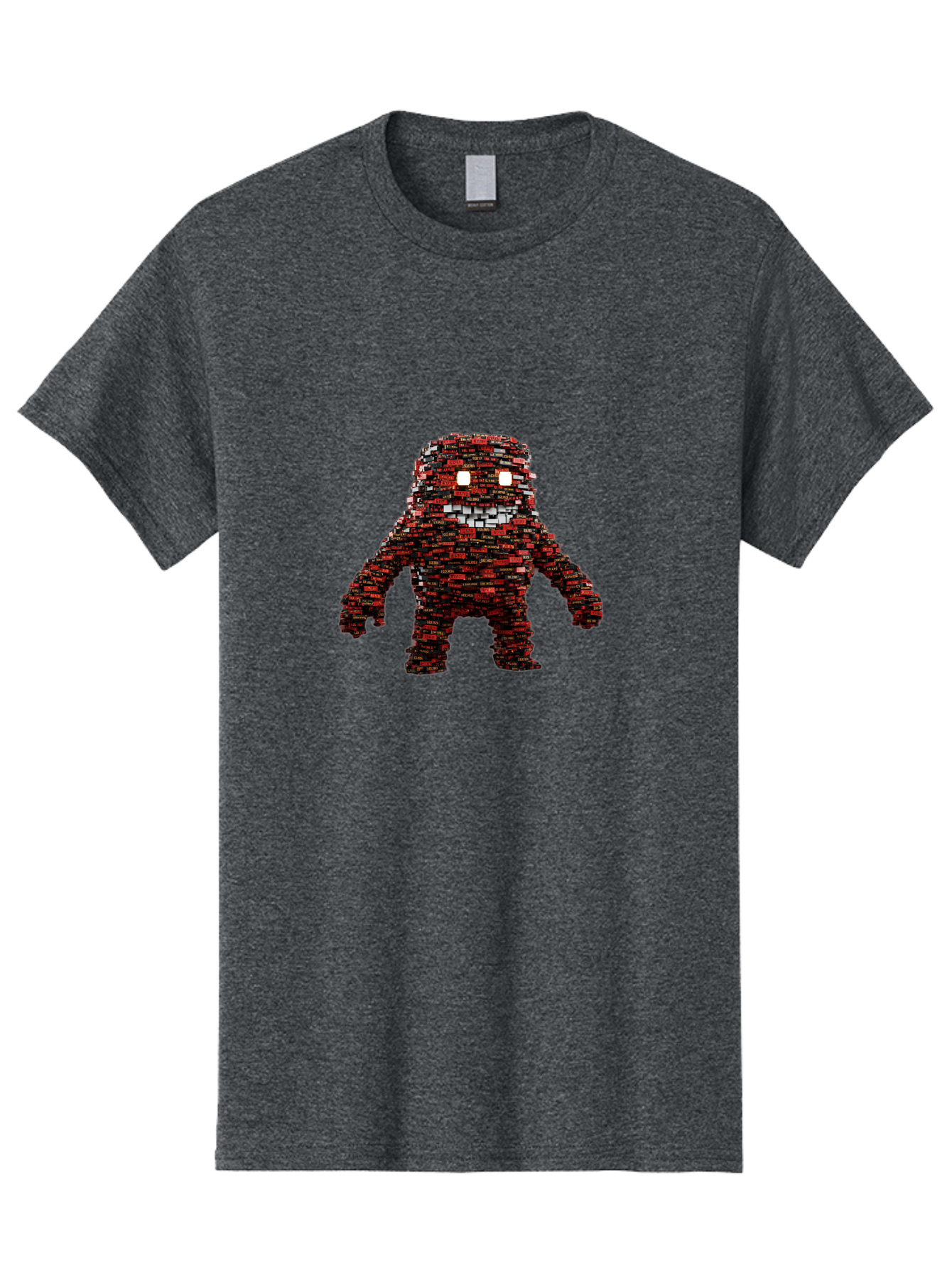 Red-Pixel-Monster Men'S Graphic Tee, 100% Cotton, Comfortable Casual Summer Wear, Machine Washable, Mosaic Art, Pixelated Creature, Red And Black Hues, Glowing Eyes, Abstract Character, Digital Artwork, Creative Design, Futuristic Being, Bab330 5