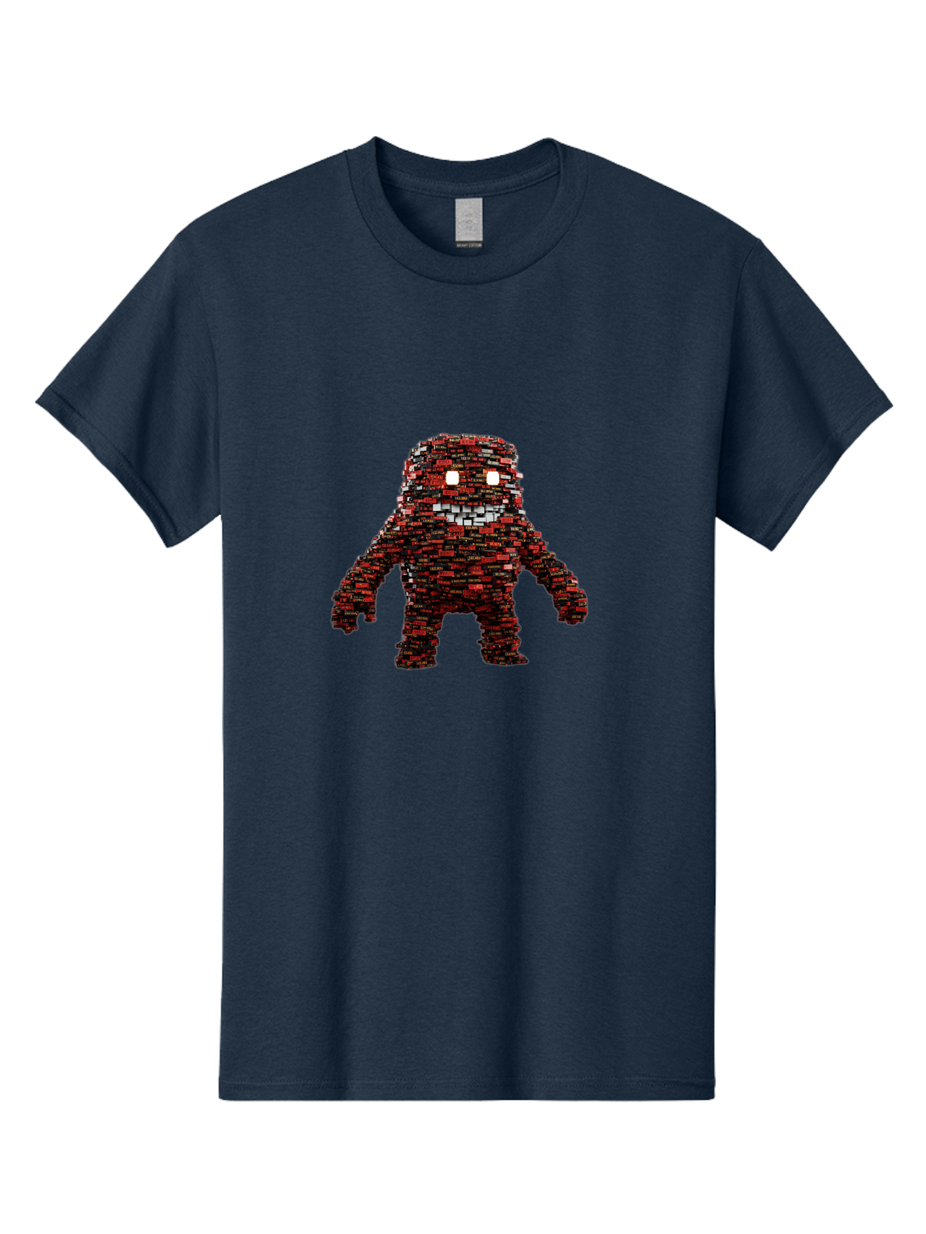 Red-Pixel-Monster Men'S Graphic Tee, 100% Cotton, Comfortable Casual Summer Wear, Machine Washable, Mosaic Art, Pixelated Creature, Red And Black Hues, Glowing Eyes, Abstract Character, Digital Artwork, Creative Design, Futuristic Being, Bab330 3