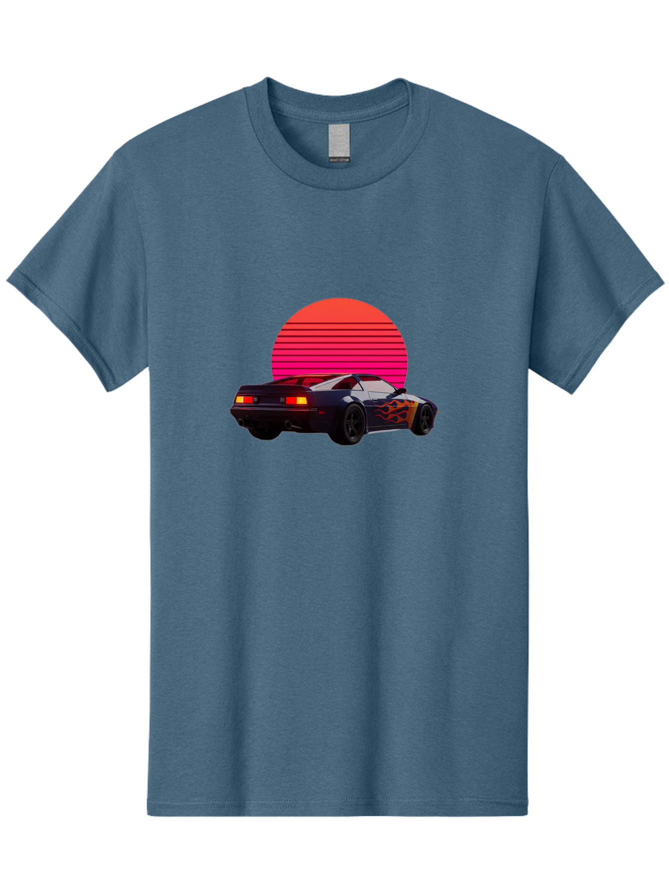 Retro-Sports-Car-1 Men'S Graphic Tee, 100% Cotton, Comfortable Casual Summer Wear, Machine Washable, Retro Sports Car, Flame Design, Vintage Vehicle, 80S Car Culture, Neon Lights, Synth Wave, Red Sun, Vintage Graphics, Retro Futuristic Bab334 27