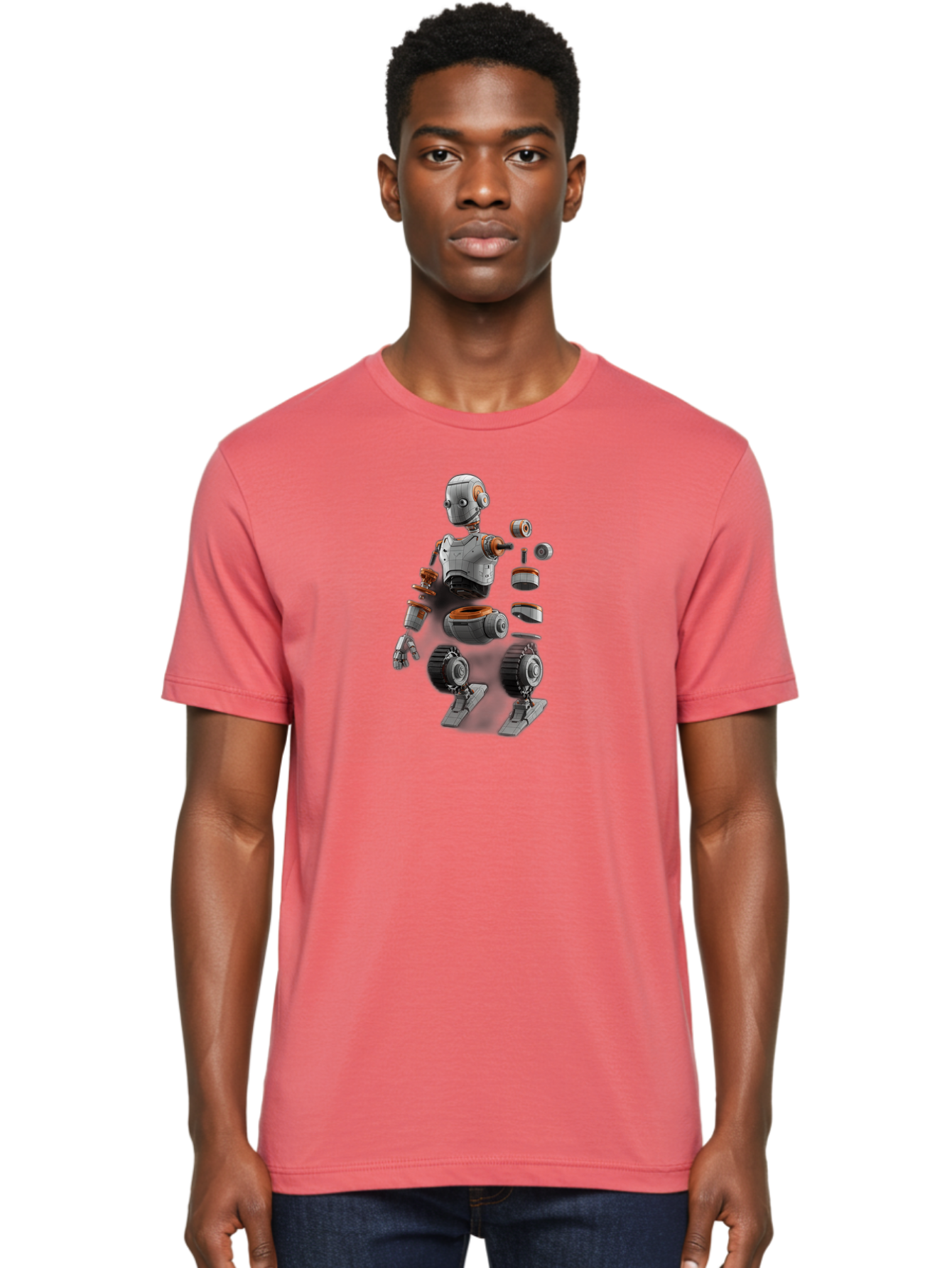 Robot-2 Men'S Graphic Tee, 100% Cotton, Comfortable Casual Summer Wear, Machine Washable, Robot Parts, Disassembled Robot, Robotic Limbs, Mechanical Components, Artificial Intelligence, Robot Design, Futuristic Technology, Robotic Engineering, Bab342 30