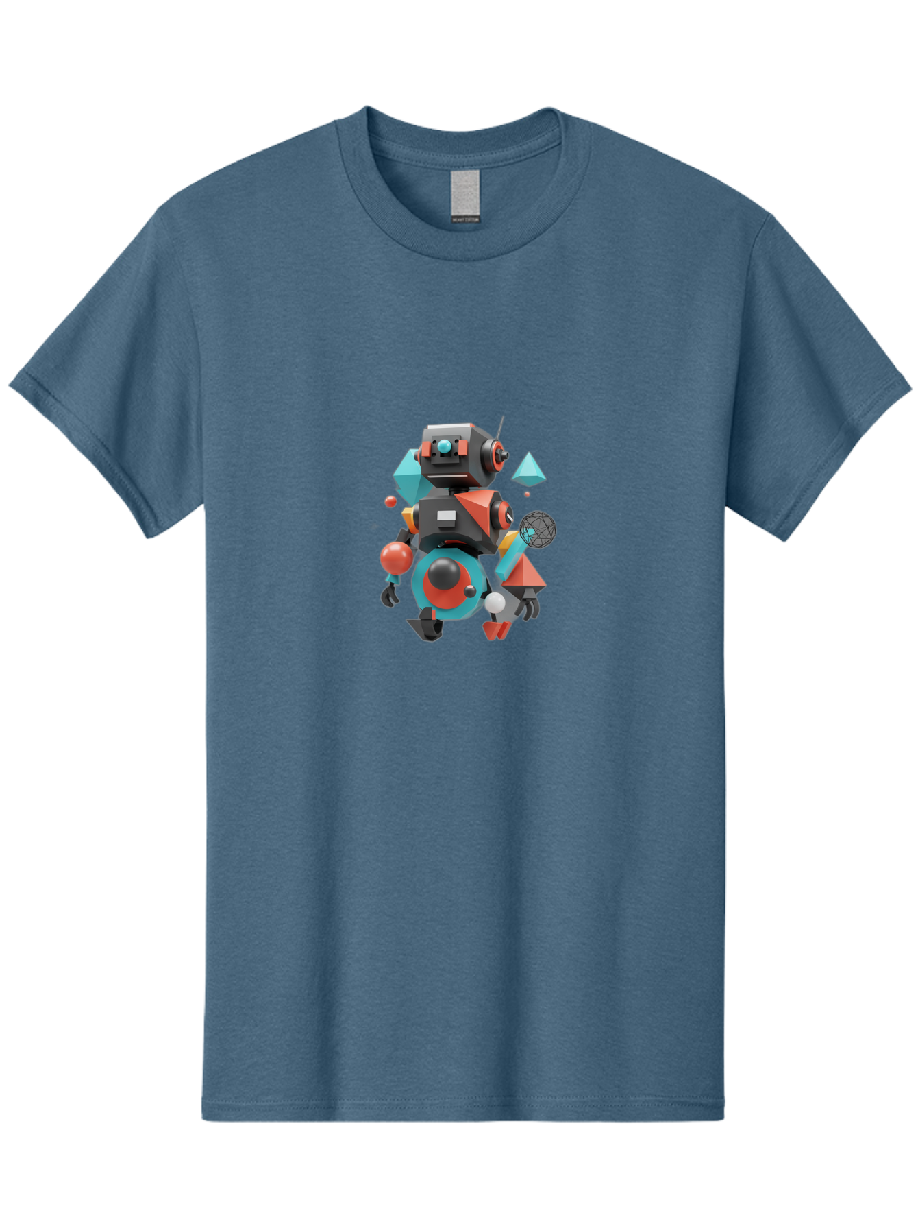 Robot-3 Men'S Graphic Tee, 100% Cotton, Comfortable Casual Summer Wear, Machine Washable, 3D Robot, Geometric Shapes, Vibrant Colors, Futuristic Design, Artificial Intelligence, Robotic Technology, Modern Art, Digital Illustration, Bab343 25