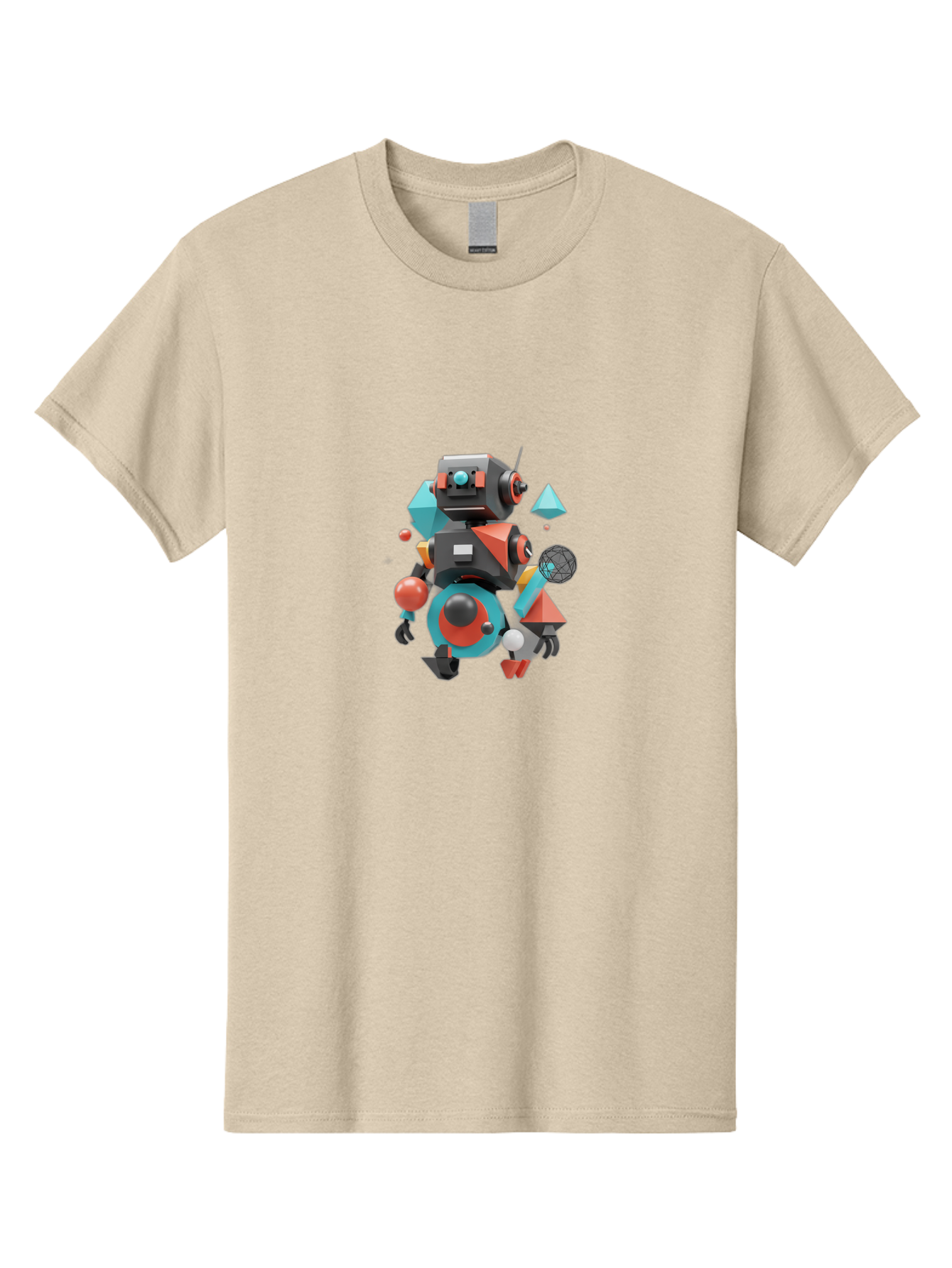 Robot-3 Men'S Graphic Tee, 100% Cotton, Comfortable Casual Summer Wear, Machine Washable, 3D Robot, Geometric Shapes, Vibrant Colors, Futuristic Design, Artificial Intelligence, Robotic Technology, Modern Art, Digital Illustration, Bab343 11