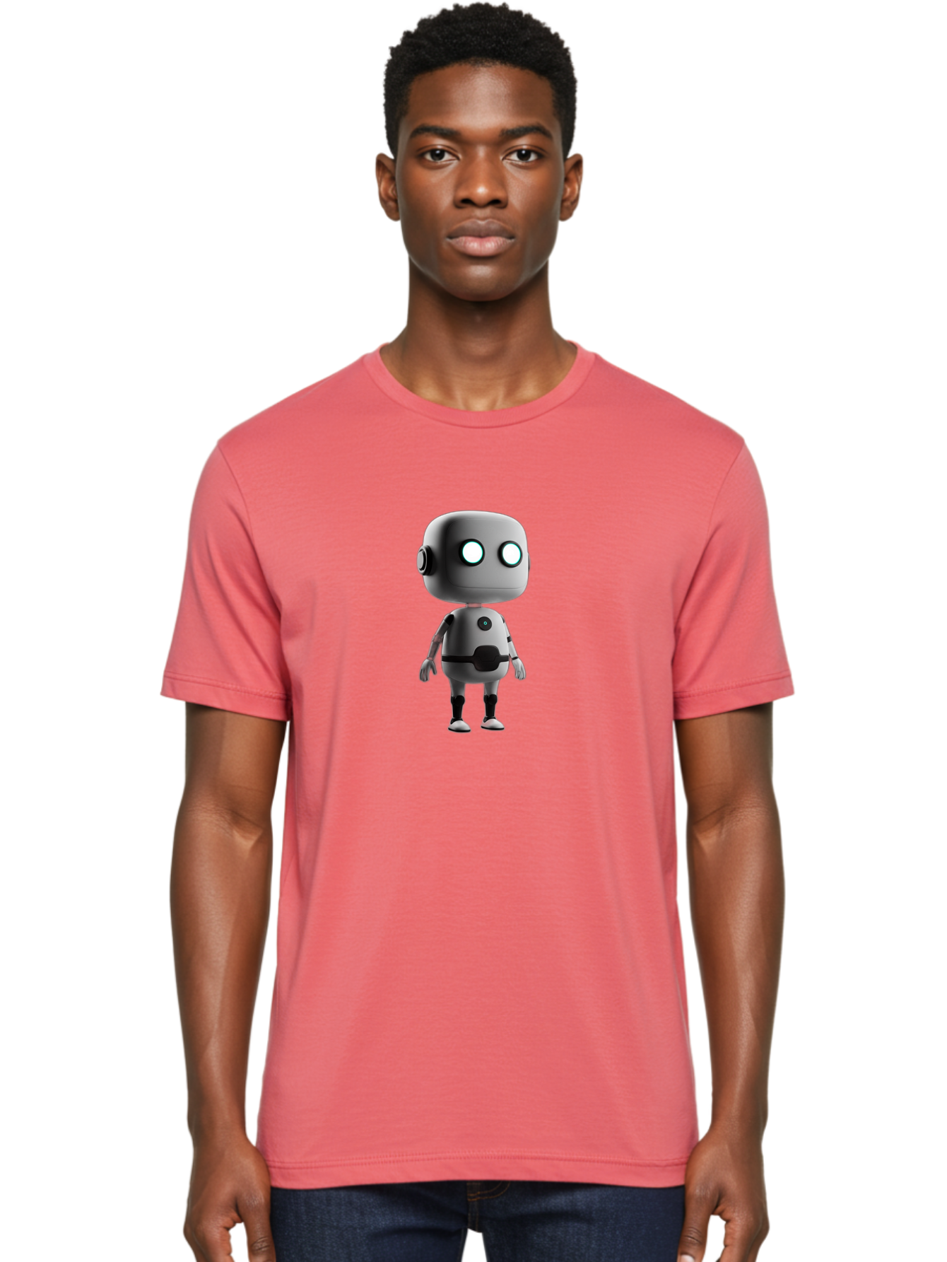 Robot-4 Men'S Graphic Tee, 100% Cotton, Comfortable Casual Summer Wear, Machine Washable, 3D Robot, Artificial Intelligence, Futuristic Design, Metallic Robot Body, Round Head, Glowing Eyes, Mechanical Limbs, Robot Character Model, Bab344 8
