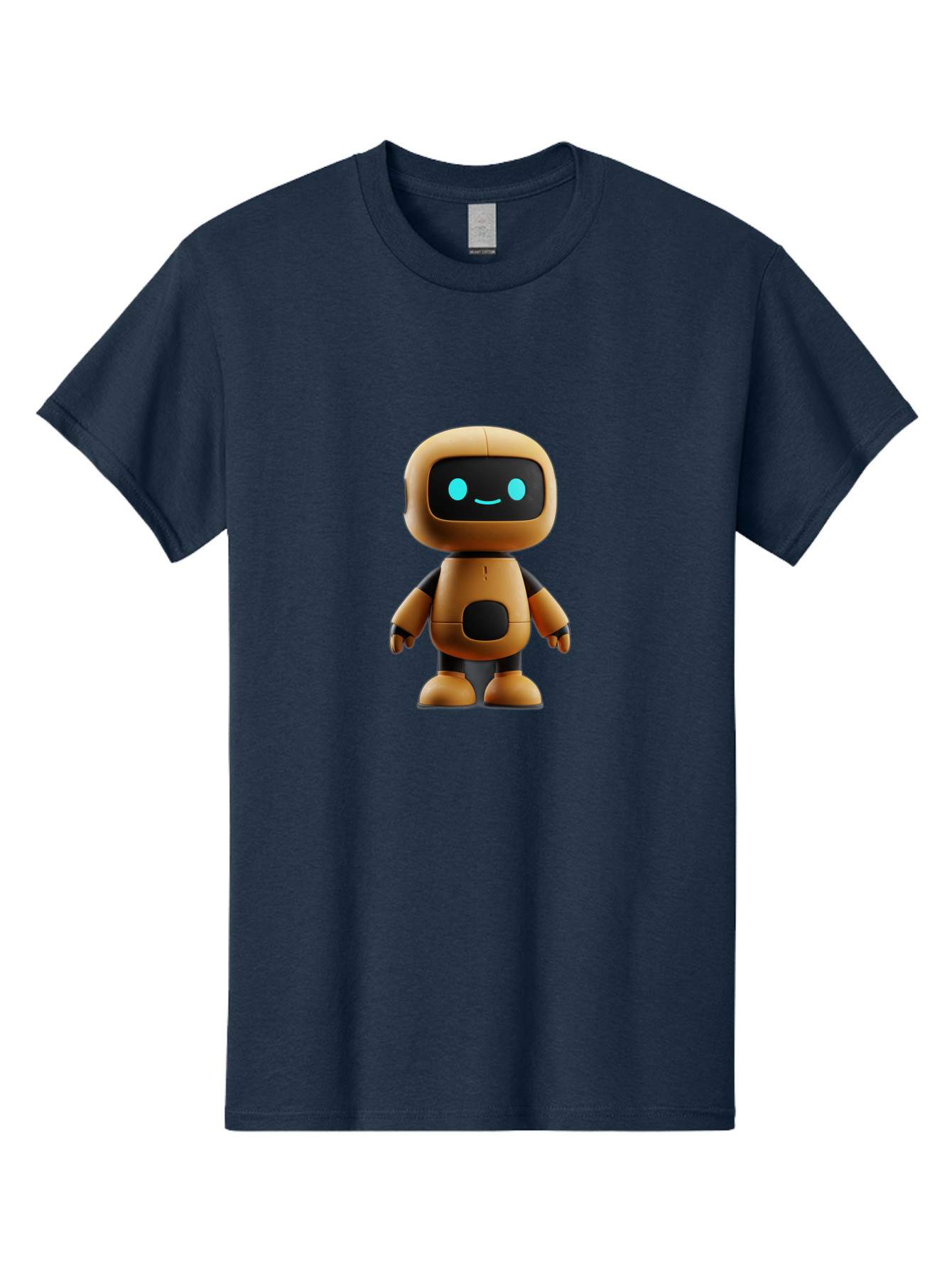 Robot-7 Men'S Graphic Tee, 100% Cotton, Comfortable Casual Summer Wear, Machine Washable, Cartoon Robot, Friendly Face, Smiling Robot, Blue Eyes, Black Screen, Beige Body, Cute Design, Toy Robot, Modern Tech, Futuristic Character, Bab347 19