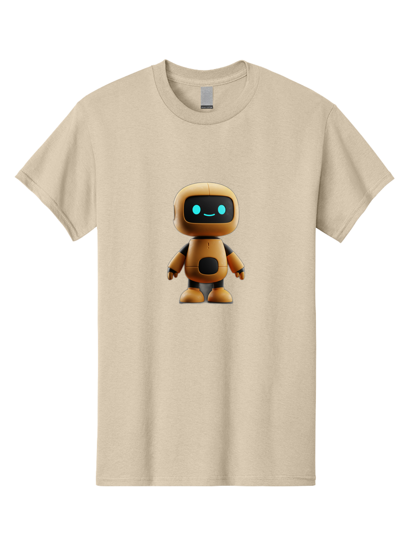 Robot-7 Men'S Graphic Tee, 100% Cotton, Comfortable Casual Summer Wear, Machine Washable, Cartoon Robot, Friendly Face, Smiling Robot, Blue Eyes, Black Screen, Beige Body, Cute Design, Toy Robot, Modern Tech, Futuristic Character, Bab347 15