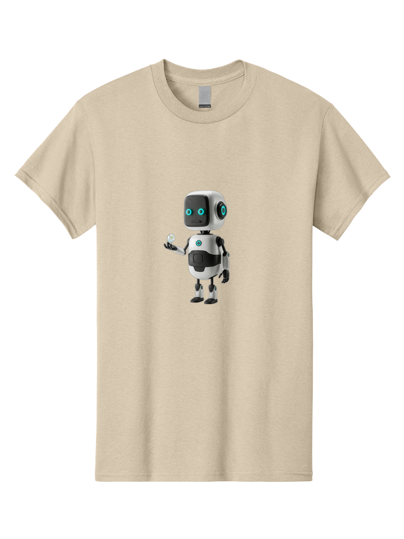 Robot-Character Men'S Graphic Tee, 100% Cotton, Comfortable Casual Summer Wear, Machine Washable, Cartoon Robot, Artificial Intelligence, Futuristic Technology, Robotic Design, Blue Glowing Eyes, Mechanical Body, 3D Rendering, Bab348 7