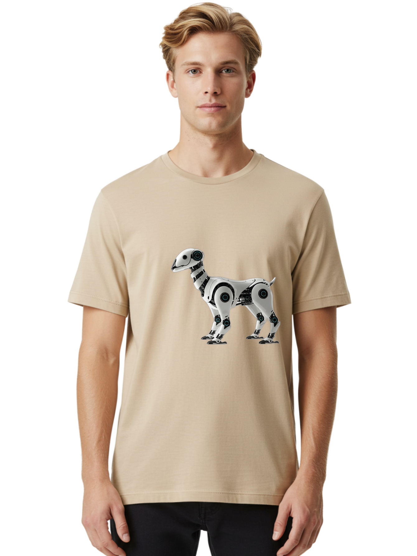 Robot-Dog Men'S Graphic Tee, 100% Cotton, Comfortable Casual Summer Wear, Machine Washable, Robotic Canine, Futuristic Design, Mechanical Pet, Artificial Intelligence, Tech-Savvy, Robotic Limbs, Modern Innovation, Cybernetic Creature, Bab349 4
