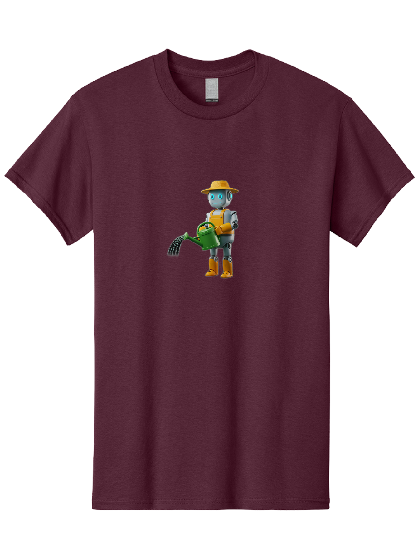 Robot-Gardener Men'S Graphic Tee, 100% Cotton, Comfortable Casual Summer Wear, Machine Washable, Robot Character, Gardening Robot, Watering Can, Yellow Hat, Orange Boots, Futuristic Gardening, Robotic Gardening Tools, Cartoon Robot, Bab350 29