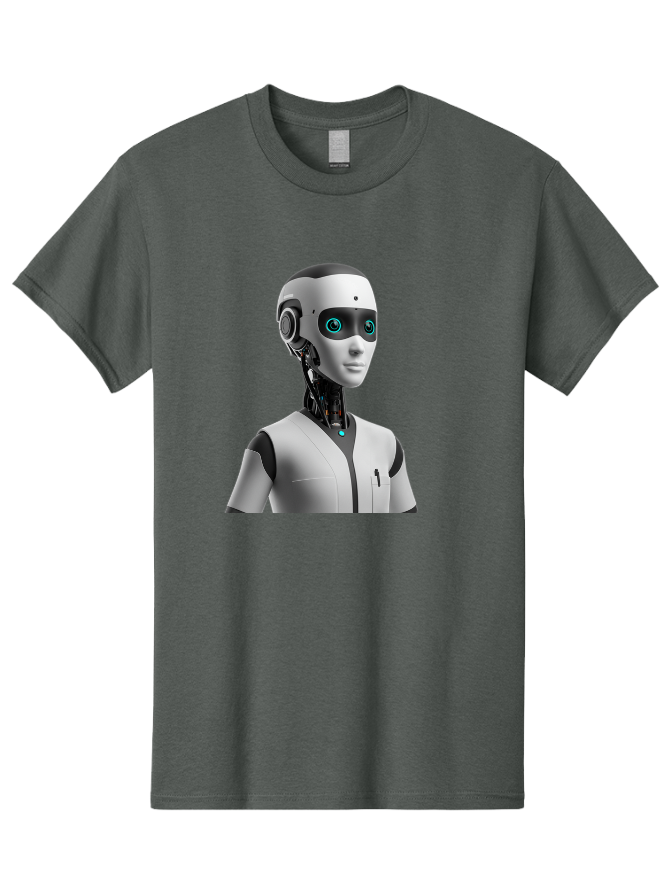 Robot-Head-1 Men'S Graphic Tee, 100% Cotton, Comfortable Casual Summer Wear, Machine Washable, Humanoid Robot, Futuristic Design, Artificial Intelligence, Robotic Features, Cybernetic Enhancements, Advanced Technology, Futuristic Character, Bab351 17