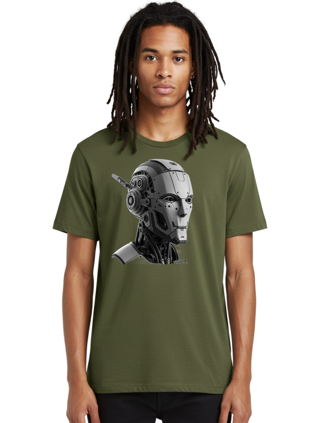 Robot-Head Men'S Graphic Tee, 100% Cotton, Comfortable Casual Summer Wear, Machine Washable, Robotic Head, Futuristic Design, Mechanical Face, Gray Metallic Finish, Technological Innovation, Advanced Robotics, Artificial Intelligence, Bab352 6
