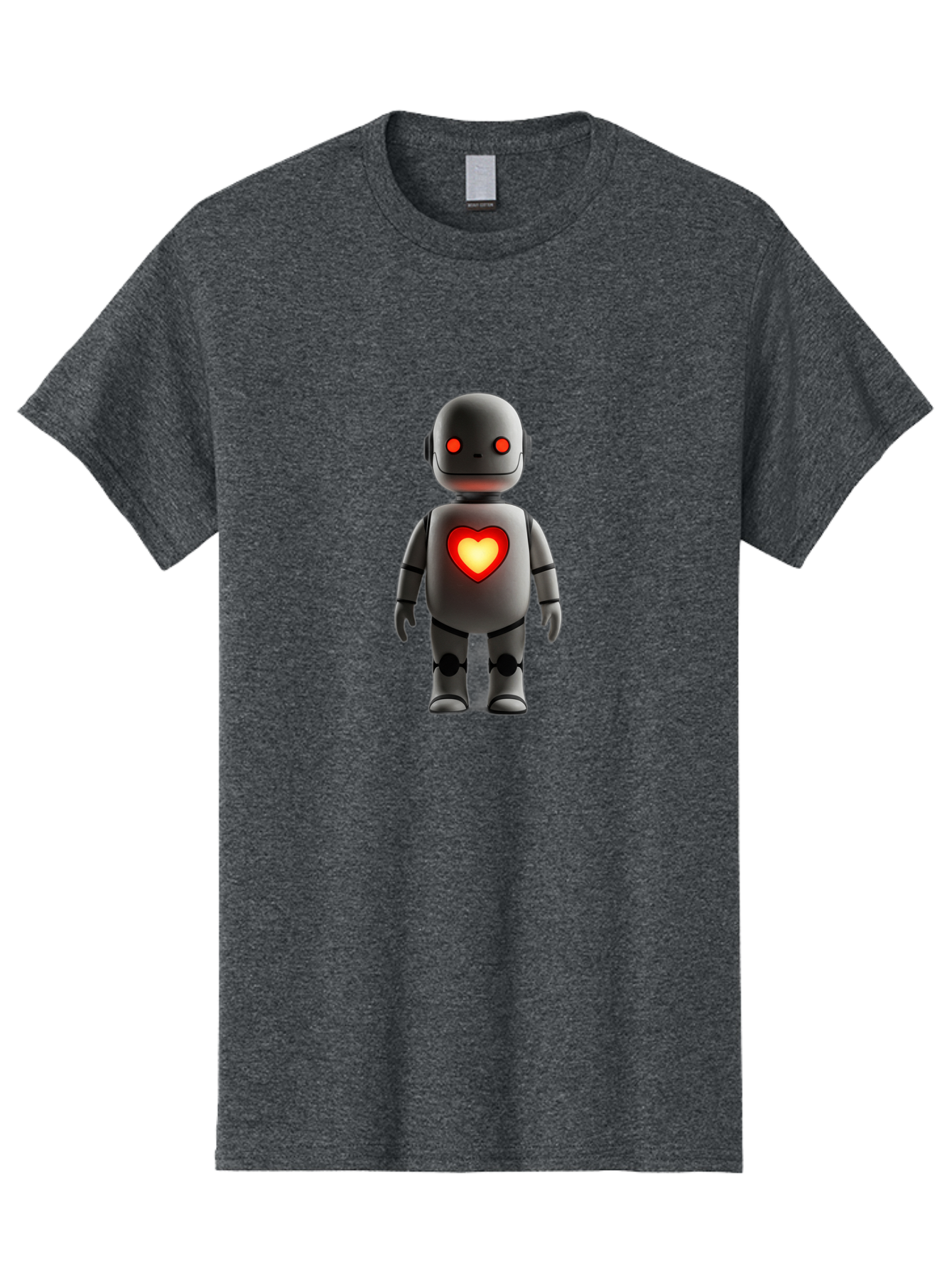 Robot-Heart Men'S Graphic Tee, 100% Cotton, Comfortable Casual Summer Wear, Machine Washable, Robot With Heart, Digital Art, Futuristic Design, Red Heart Symbol, Cyborg Illustration, Artificial Intelligence, Robot Love, Tech Design Bab353 25