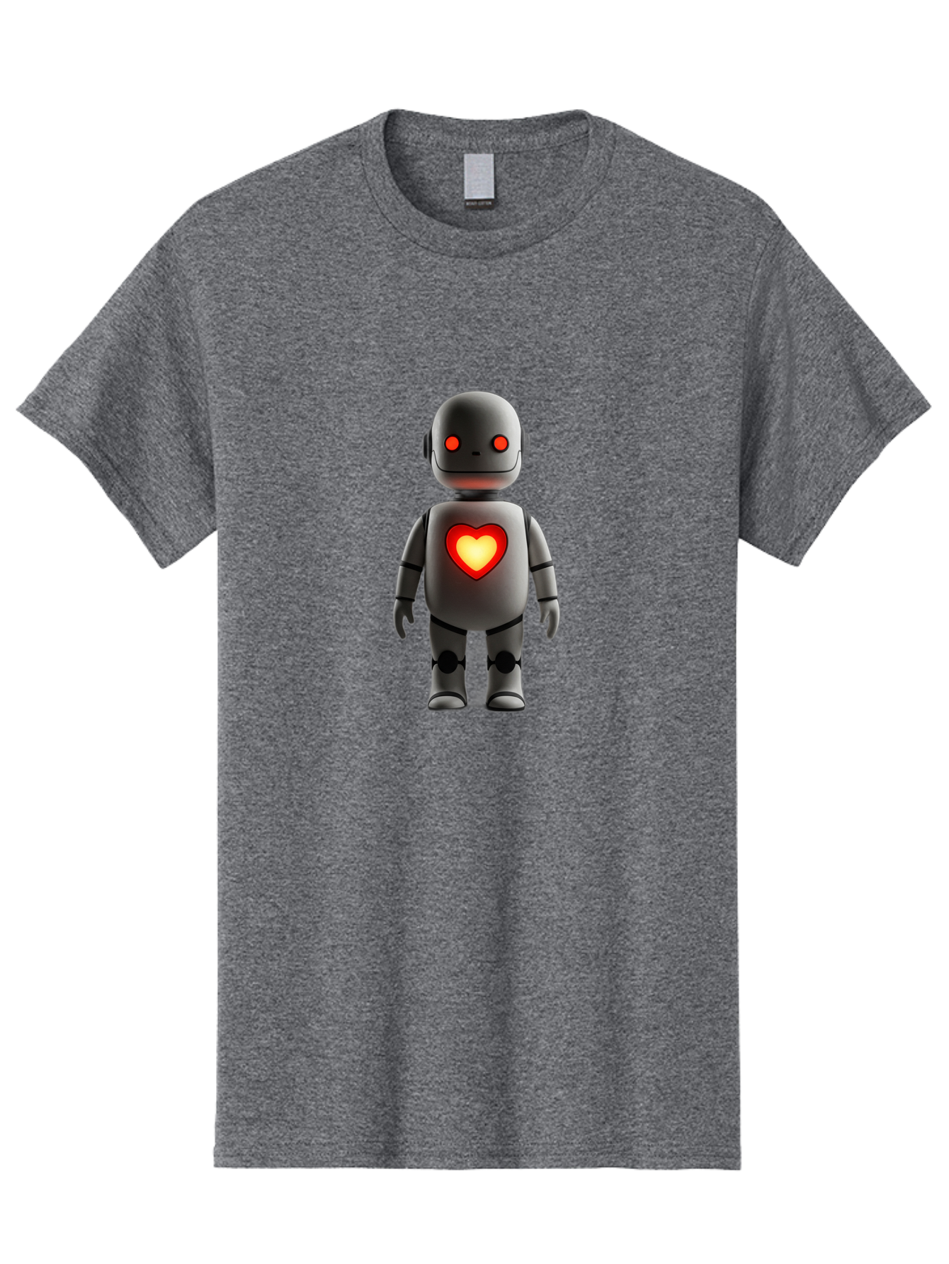 Robot-Heart Men'S Graphic Tee, 100% Cotton, Comfortable Casual Summer Wear, Machine Washable, Robot With Heart, Digital Art, Futuristic Design, Red Heart Symbol, Cyborg Illustration, Artificial Intelligence, Robot Love, Tech Design Bab353 17