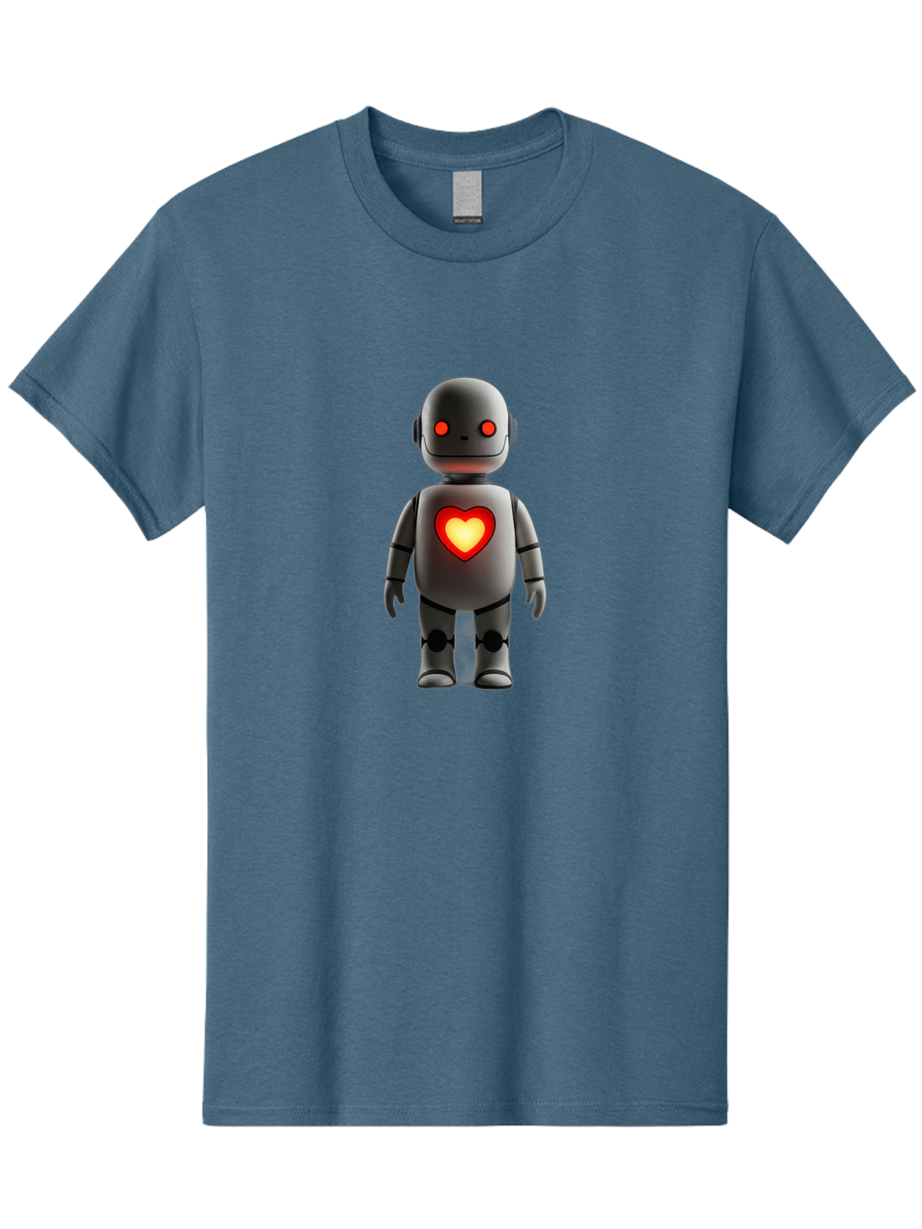Robot-Heart Men'S Graphic Tee, 100% Cotton, Comfortable Casual Summer Wear, Machine Washable, Robot With Heart, Digital Art, Futuristic Design, Red Heart Symbol, Cyborg Illustration, Artificial Intelligence, Robot Love, Tech Design Bab353 3