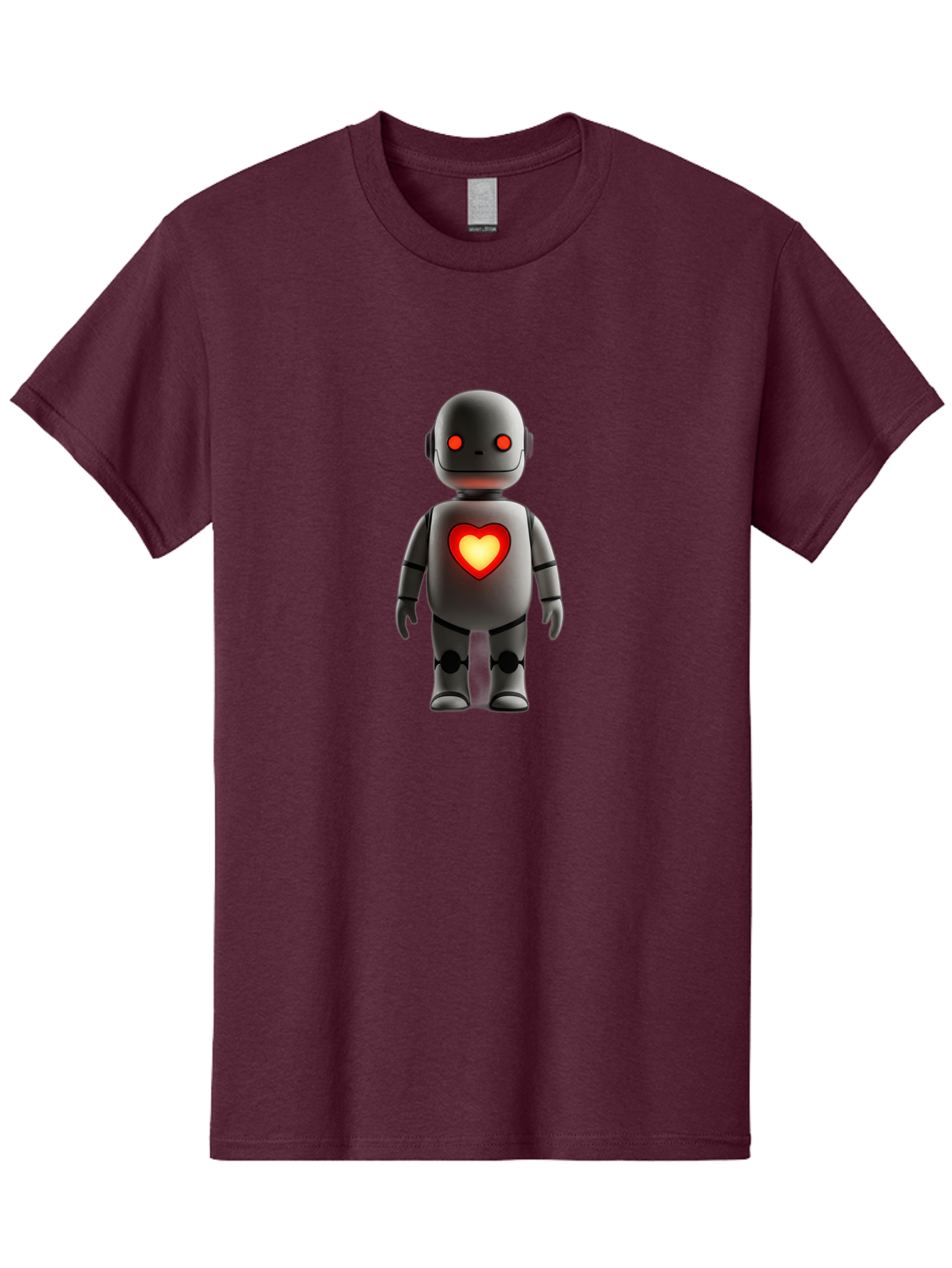 Robot-Heart Men'S Graphic Tee, 100% Cotton, Comfortable Casual Summer Wear, Machine Washable, Robot With Heart, Digital Art, Futuristic Design, Red Heart Symbol, Cyborg Illustration, Artificial Intelligence, Robot Love, Tech Design Bab353 27
