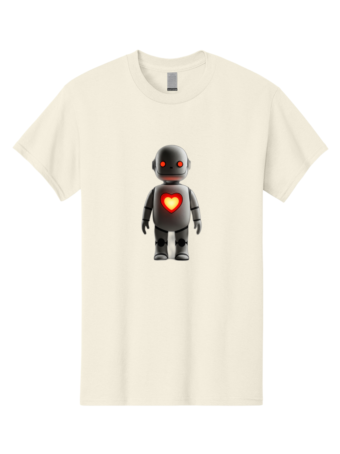 Robot-Heart Men'S Graphic Tee, 100% Cotton, Comfortable Casual Summer Wear, Machine Washable, Robot With Heart, Digital Art, Futuristic Design, Red Heart Symbol, Cyborg Illustration, Artificial Intelligence, Robot Love, Tech Design Bab353 5
