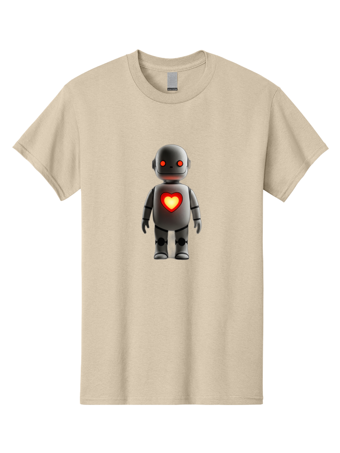 Robot-Heart Men'S Graphic Tee, 100% Cotton, Comfortable Casual Summer Wear, Machine Washable, Robot With Heart, Digital Art, Futuristic Design, Red Heart Symbol, Cyborg Illustration, Artificial Intelligence, Robot Love, Tech Design Bab353 7