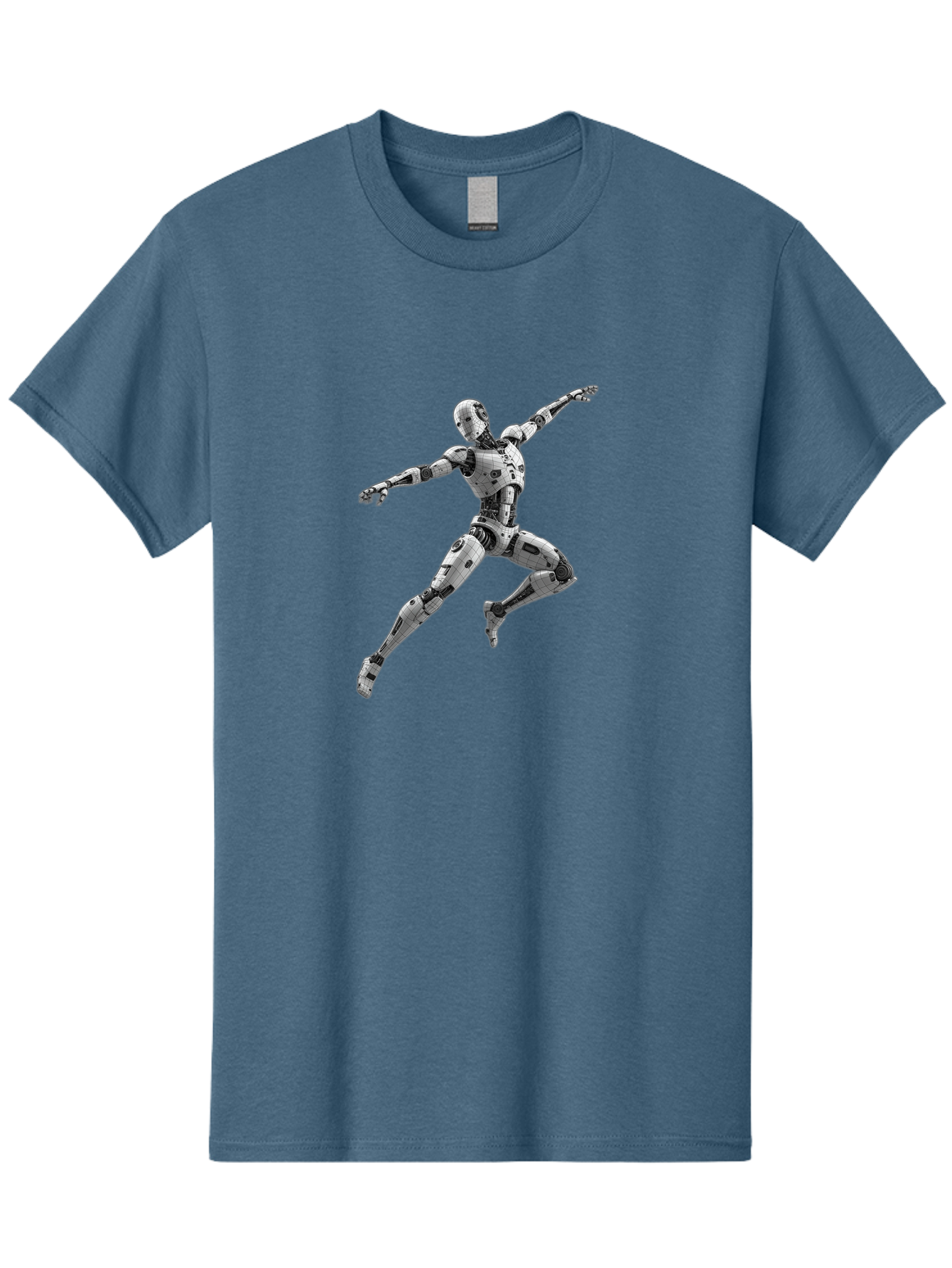 Robot-In-Mid-Air Men'S Graphic Tee, 100% Cotton, Comfortable Casual Summer Wear, Machine Washable, Robot In Mid-Air, Robotic Dance, Futuristic Technology, Robotic Limbs, Mechanical Movement, Silver Robot, Futuristic Design, Modern Android, Bab354 19