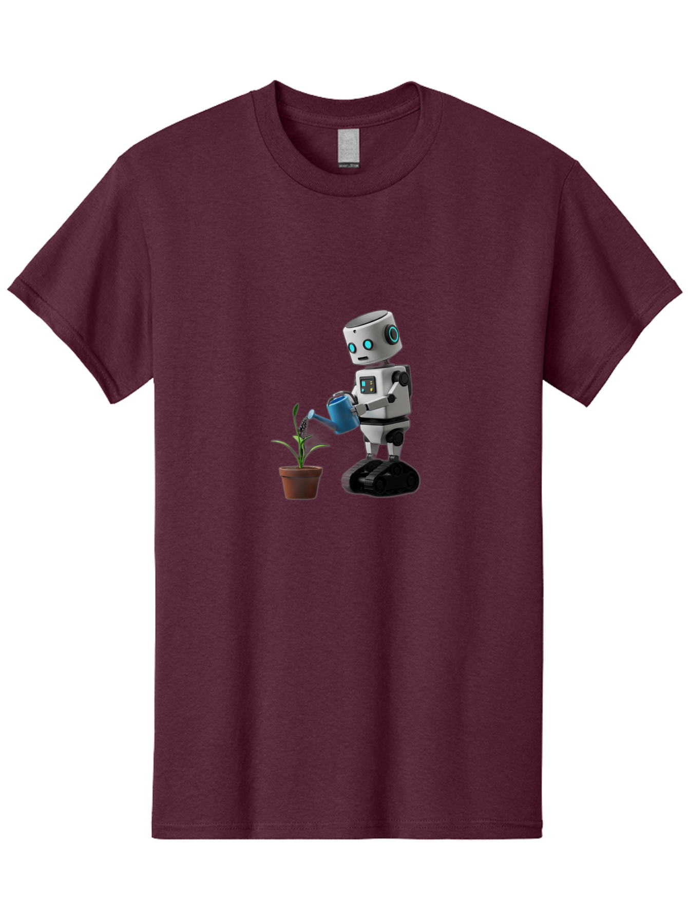 Robot-Watering-Plant Men'S Graphic Tee, 100% Cotton, Comfortable Casual Summer Wear, Machine Washable, Robot Watering Plant, Futuristic Gardening, Artificial Intelligence, Robotic Care, Potted Plant, Blue Watering Can, Robotic Technology, Bab357 11