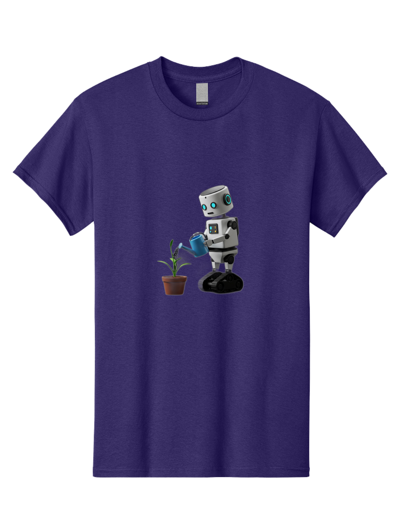 Robot-Watering-Plant Men'S Graphic Tee, 100% Cotton, Comfortable Casual Summer Wear, Machine Washable, Robot Watering Plant, Futuristic Gardening, Artificial Intelligence, Robotic Care, Potted Plant, Blue Watering Can, Robotic Technology, Bab357 19