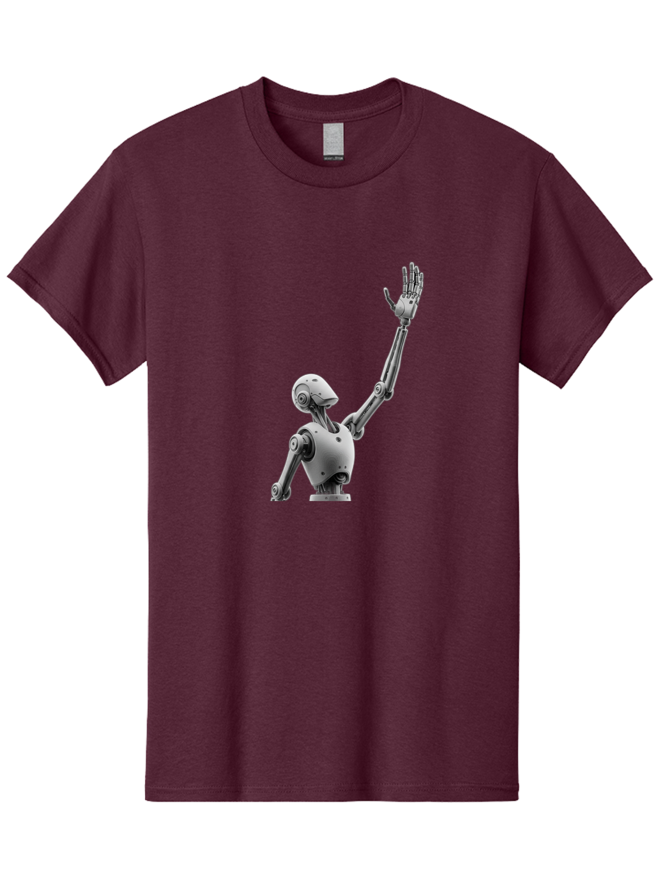 Robot-Waving Men'S Graphic Tee, 100% Cotton, Comfortable Casual Summer Wear, Machine Washable, Robot Waving Hand, Humanoid Robot, Robotic Arm, Mechanical Body, Futuristic Technology, Artificial Intelligence, Robot Greeting Bab358 1