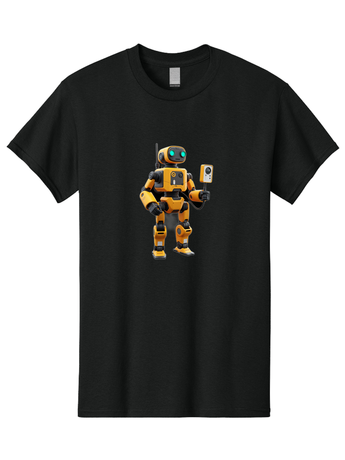 Robot-With-Selfie-Stick Men'S Graphic Tee, 100% Cotton, Comfortable Casual Summer Wear, Machine Washable, Robotic Figure, Humanoid Robot, Artificial Intelligence, Futuristic Technology, Robot Holding Device, Mechanical Limbs, Bab360 23