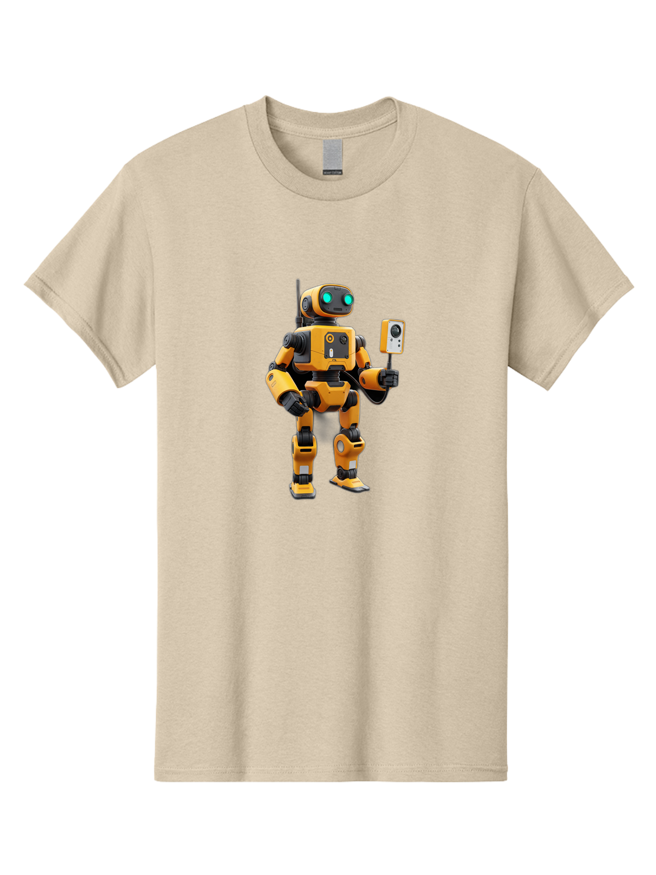 Robot-With-Selfie-Stick Men'S Graphic Tee, 100% Cotton, Comfortable Casual Summer Wear, Machine Washable, Robotic Figure, Humanoid Robot, Artificial Intelligence, Futuristic Technology, Robot Holding Device, Mechanical Limbs, Bab360 9