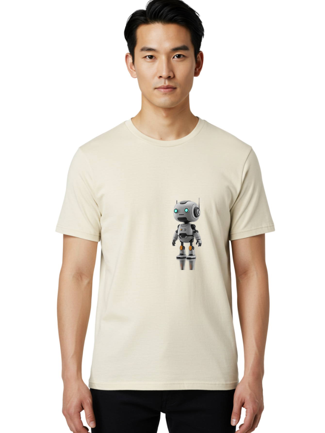 Robot Men'S Graphic Tee, 100% Cotton, Comfortable Casual Summer Wear, Machine Washable, Gray Robot, Artificial Intelligence, Futuristic Design, Robotic Technology, Mechanical Body, Glowing Blue Eyes, Robotic Head, Futuristic Character Bab361 14