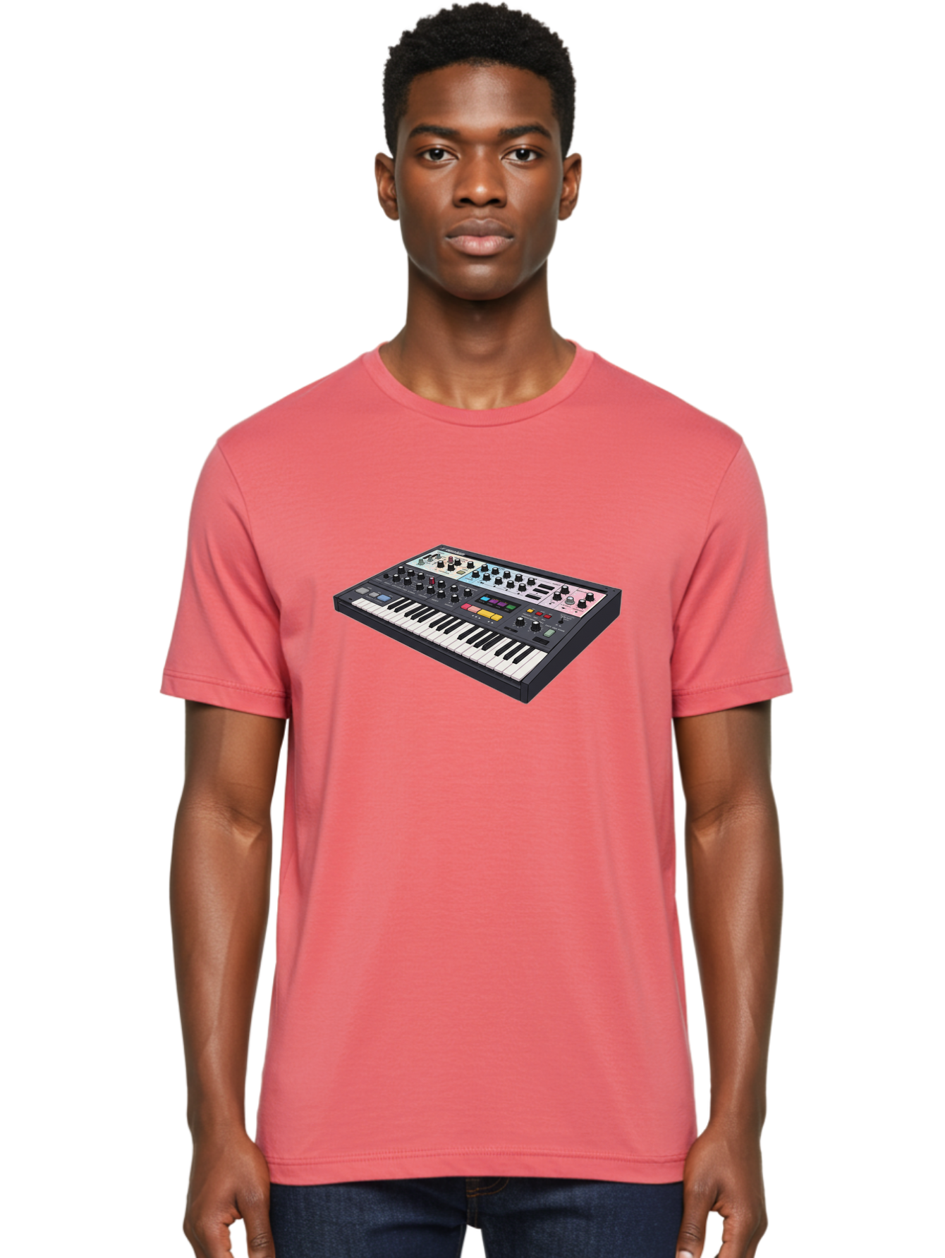 Roland-Jupiter-8 Men'S Graphic Tee, 100% Cotton, Comfortable Casual Summer Wear, Machine Washable, Music Synthesizer, Electronic Keyboard, Midi Controller, Sound Editing, Music Production, Audio Equipment, Musical Instrument, Korg Synthesizer, Bab362 16