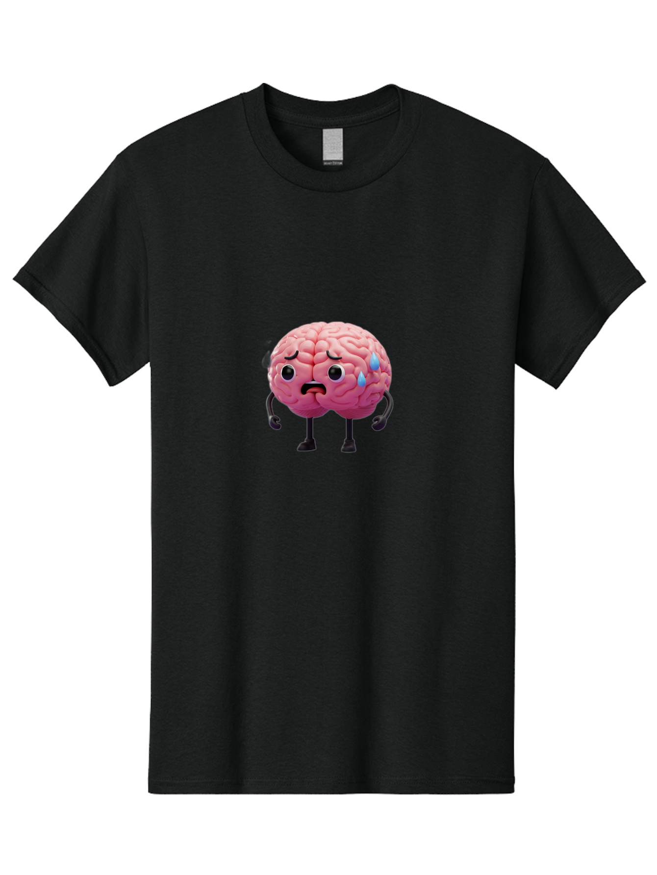 Sad-Brain-2 Men'S Graphic Tee, 100% Cotton, Comfortable Casual Summer Wear, Machine Washable, Cartoon Brain, Sad Face, Blue Tears, Thinking Problems, Mental Struggle, Negative Emotions, Anxiety Feelings Bab368 13