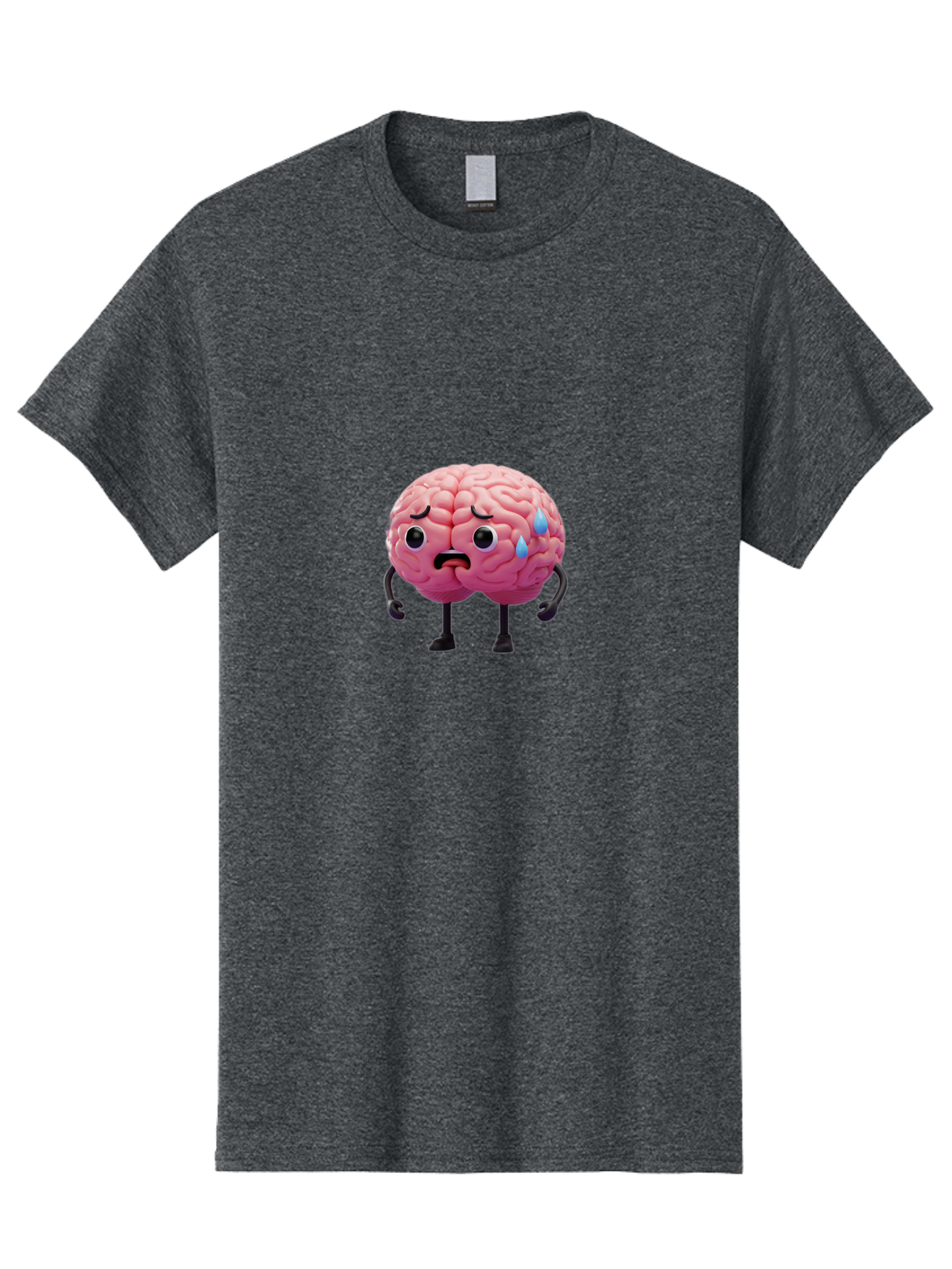 Sad-Brain-2 Men'S Graphic Tee, 100% Cotton, Comfortable Casual Summer Wear, Machine Washable, Cartoon Brain, Sad Face, Blue Tears, Thinking Problems, Mental Struggle, Negative Emotions, Anxiety Feelings Bab368 29