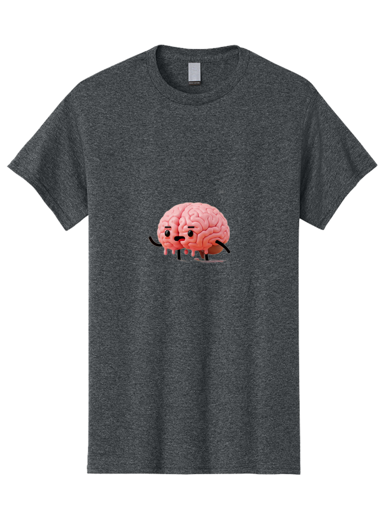 Sad-Brain-3 Men'S Graphic Tee, 100% Cotton, Comfortable Casual Summer Wear, Machine Washable, Cartoon Brain Character, Anthropomorphic Brain, Pink Brain Illustration, Brain With Face, Humorous Brain Design, Gooey Brain Texture, Thinking Brain, Bab369 11
