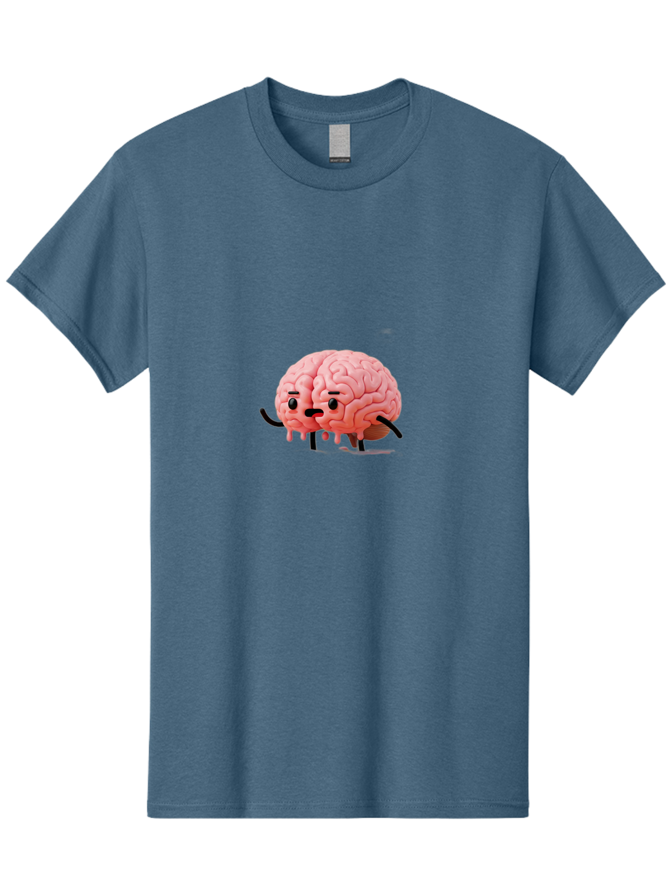 Sad-Brain-3 Men'S Graphic Tee, 100% Cotton, Comfortable Casual Summer Wear, Machine Washable, Cartoon Brain Character, Anthropomorphic Brain, Pink Brain Illustration, Brain With Face, Humorous Brain Design, Gooey Brain Texture, Thinking Brain, Bab369 7