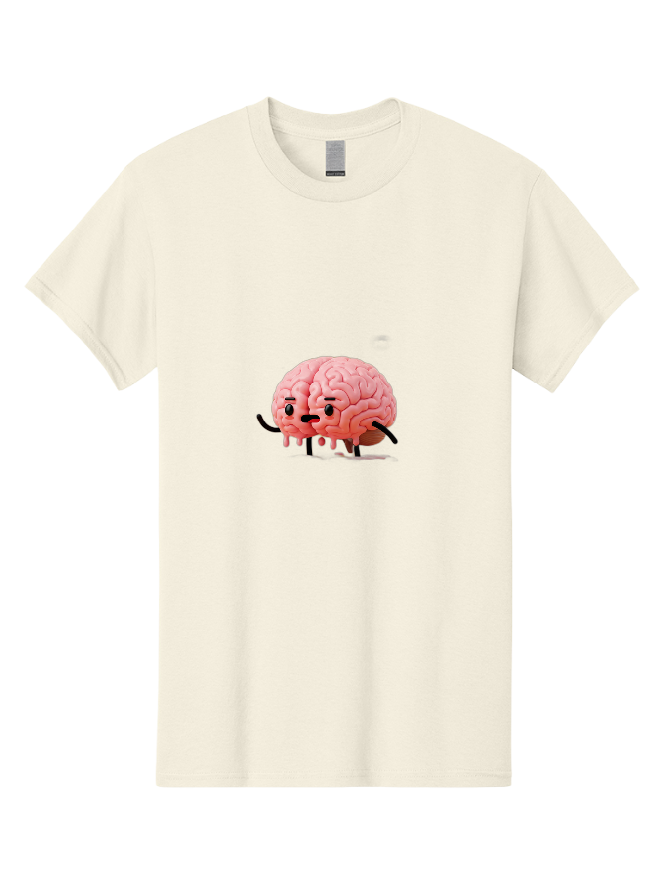 Sad-Brain-3 Men'S Graphic Tee, 100% Cotton, Comfortable Casual Summer Wear, Machine Washable, Cartoon Brain Character, Anthropomorphic Brain, Pink Brain Illustration, Brain With Face, Humorous Brain Design, Gooey Brain Texture, Thinking Brain, Bab369 13