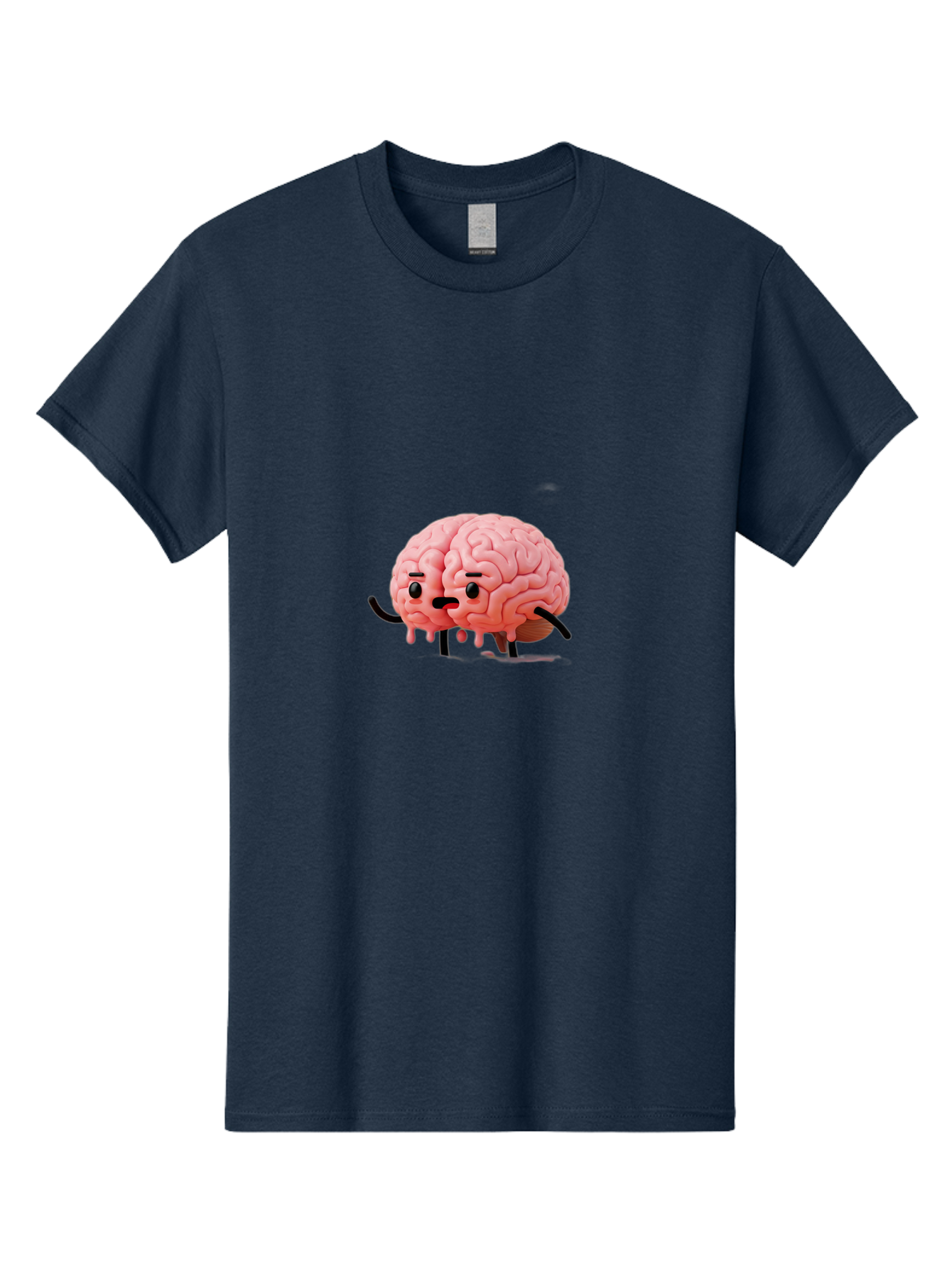 Sad-Brain-3 Men'S Graphic Tee, 100% Cotton, Comfortable Casual Summer Wear, Machine Washable, Cartoon Brain Character, Anthropomorphic Brain, Pink Brain Illustration, Brain With Face, Humorous Brain Design, Gooey Brain Texture, Thinking Brain, Bab369 25