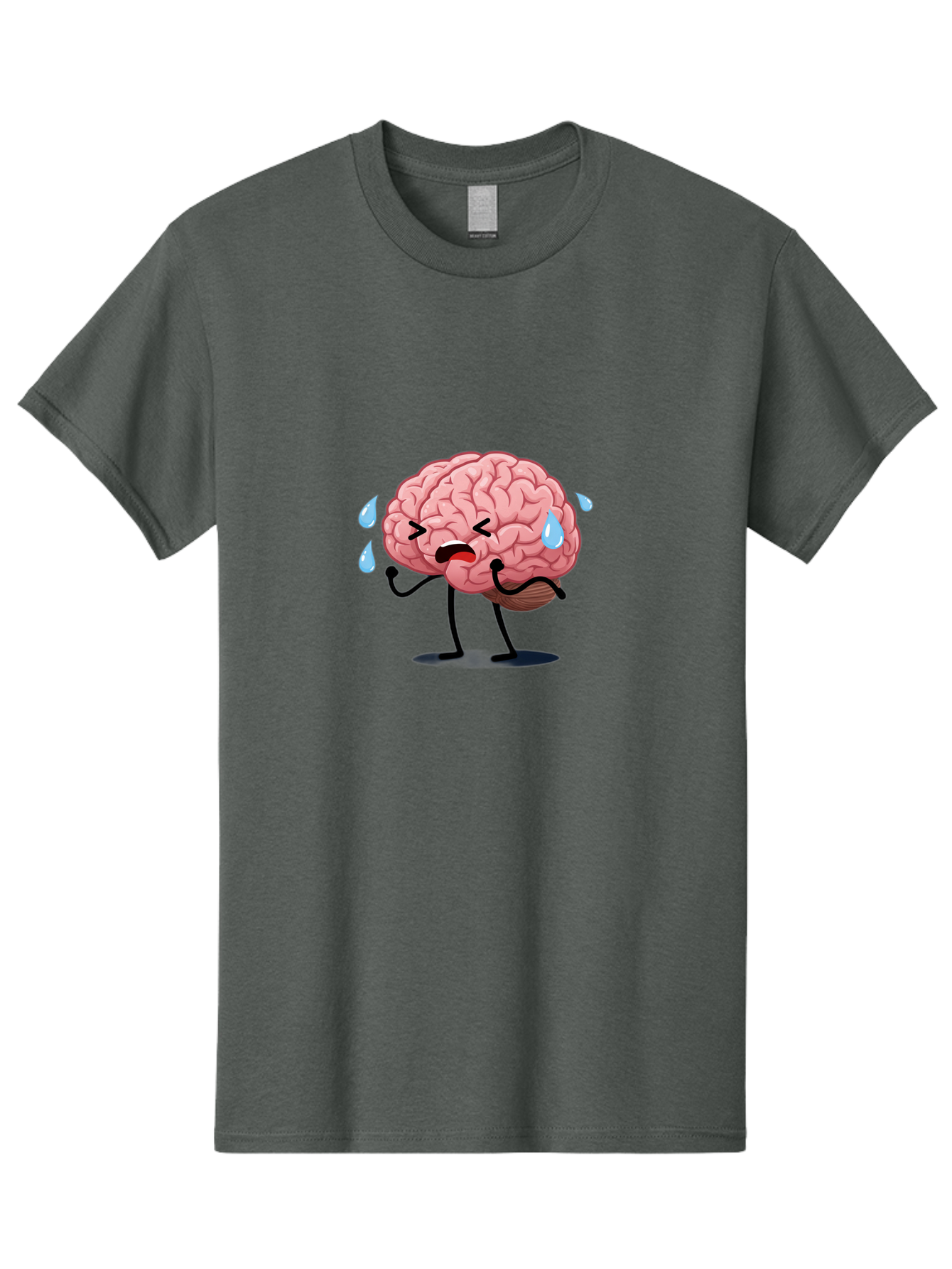Sad-Brain-4 Men'S Graphic Tee, 100% Cotton, Comfortable Casual Summer Wear, Machine Washable, Tired Brain, Cartoon Character, Stressed Brain, Fatigue, Brain Drain, Mental Exhaustion, Overwhelmed, Anxiety, Stress Response, Emotional Distress, Bab370 5