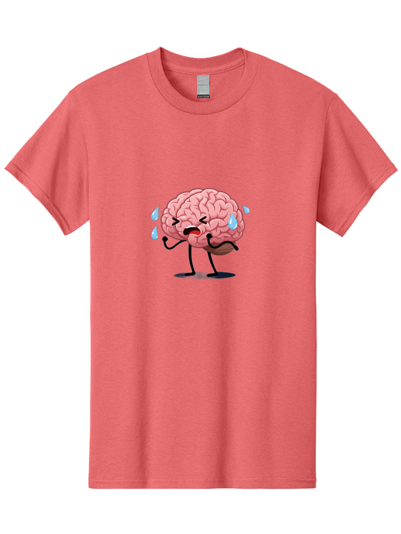Sad-Brain-4 Men'S Graphic Tee, 100% Cotton, Comfortable Casual Summer Wear, Machine Washable, Tired Brain, Cartoon Character, Stressed Brain, Fatigue, Brain Drain, Mental Exhaustion, Overwhelmed, Anxiety, Stress Response, Emotional Distress, Bab370 25