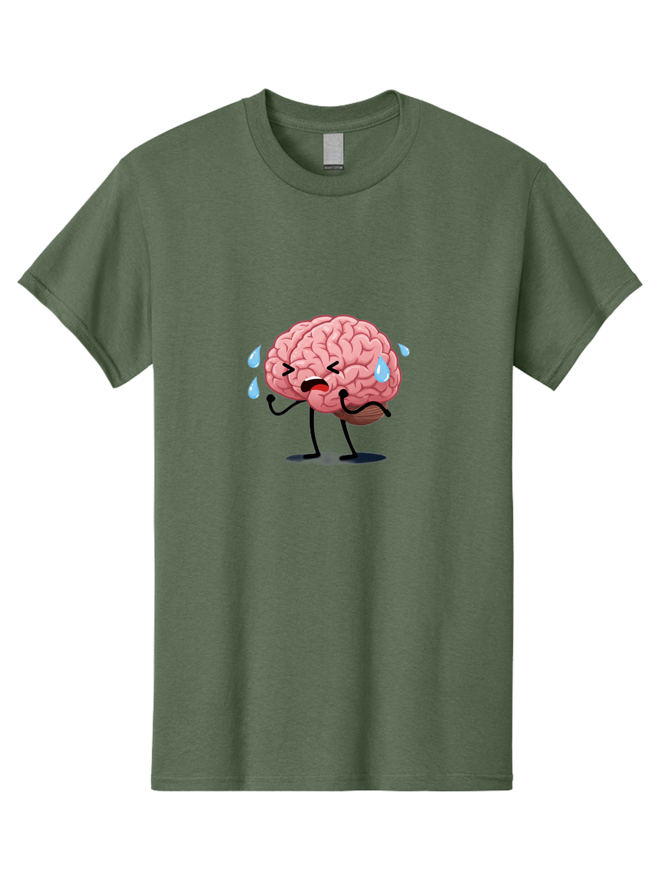 Sad-Brain-4 Men'S Graphic Tee, 100% Cotton, Comfortable Casual Summer Wear, Machine Washable, Tired Brain, Cartoon Character, Stressed Brain, Fatigue, Brain Drain, Mental Exhaustion, Overwhelmed, Anxiety, Stress Response, Emotional Distress, Bab370 17