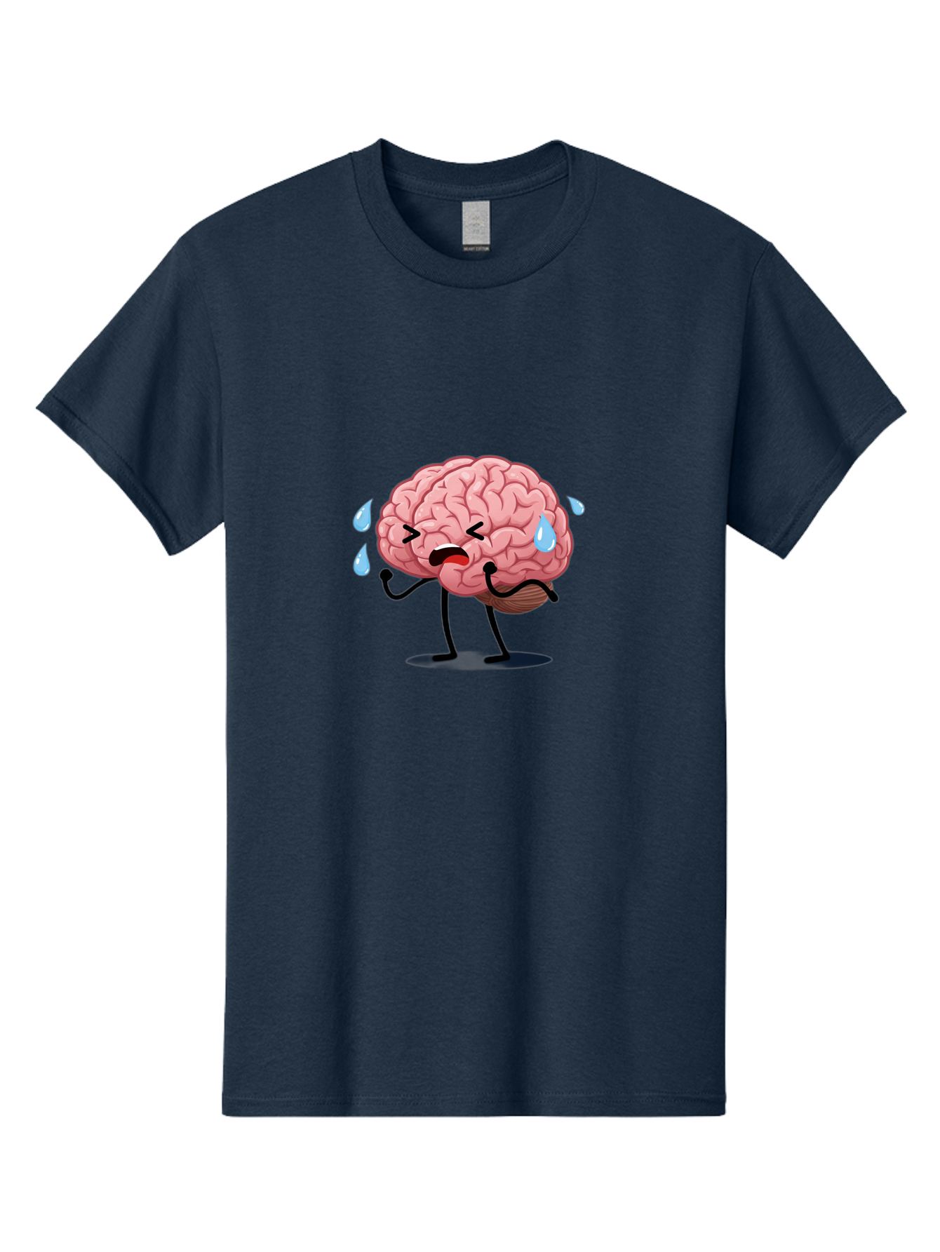Sad-Brain-4 Men'S Graphic Tee, 100% Cotton, Comfortable Casual Summer Wear, Machine Washable, Tired Brain, Cartoon Character, Stressed Brain, Fatigue, Brain Drain, Mental Exhaustion, Overwhelmed, Anxiety, Stress Response, Emotional Distress, Bab370 13