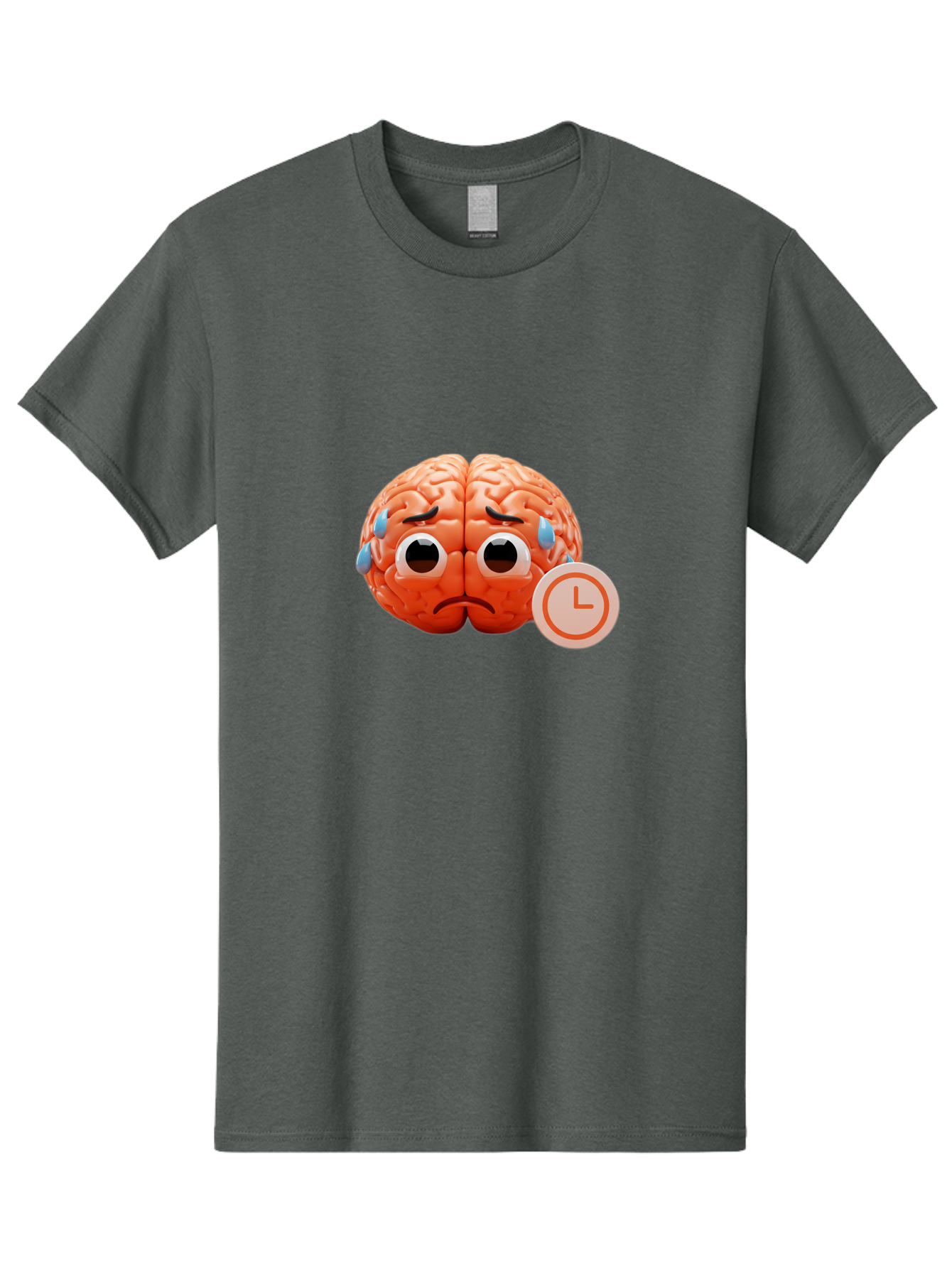 Sad-Brain Men'S Graphic Tee, 100% Cotton, Comfortable Casual Summer Wear, Machine Washable, Sad Brain, Stressed Brain, Anxiety, Frowning Face, Tears, Mental Health, Brain Fatigue, Stress Emotions, Frustration, Cartoon Brain Bab371 29