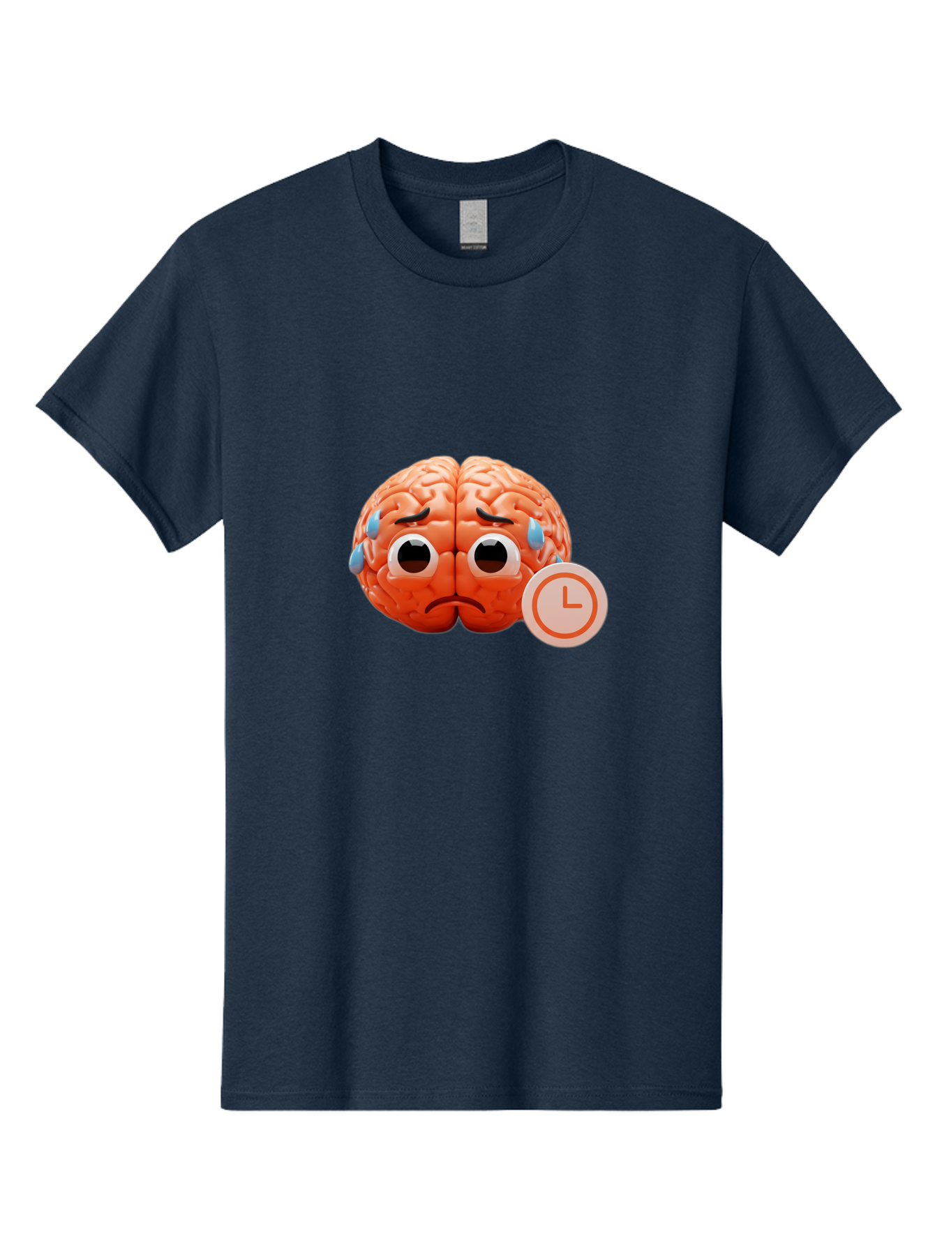 Sad-Brain Men'S Graphic Tee, 100% Cotton, Comfortable Casual Summer Wear, Machine Washable, Sad Brain, Stressed Brain, Anxiety, Frowning Face, Tears, Mental Health, Brain Fatigue, Stress Emotions, Frustration, Cartoon Brain Bab371 21