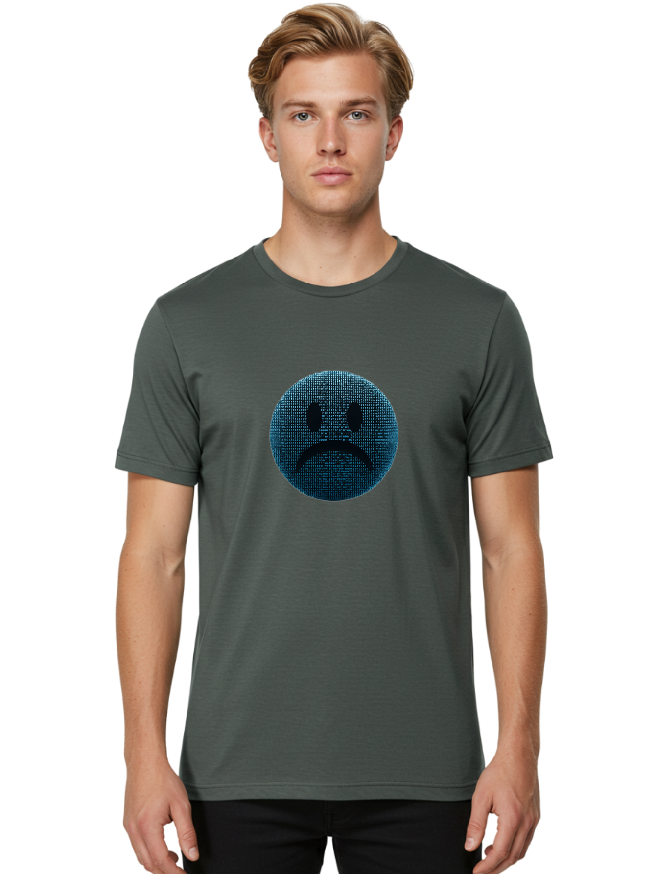 Sad-Face Men'S Graphic Tee, 100% Cotton, Comfortable Casual Summer Wear, Machine Washable, Sad Face Emoticon, Unhappy Expression, Displeased Emotion, Negative Sentiment, Frowning Face, Upset Feeling, Distressed Mood Bab372 18