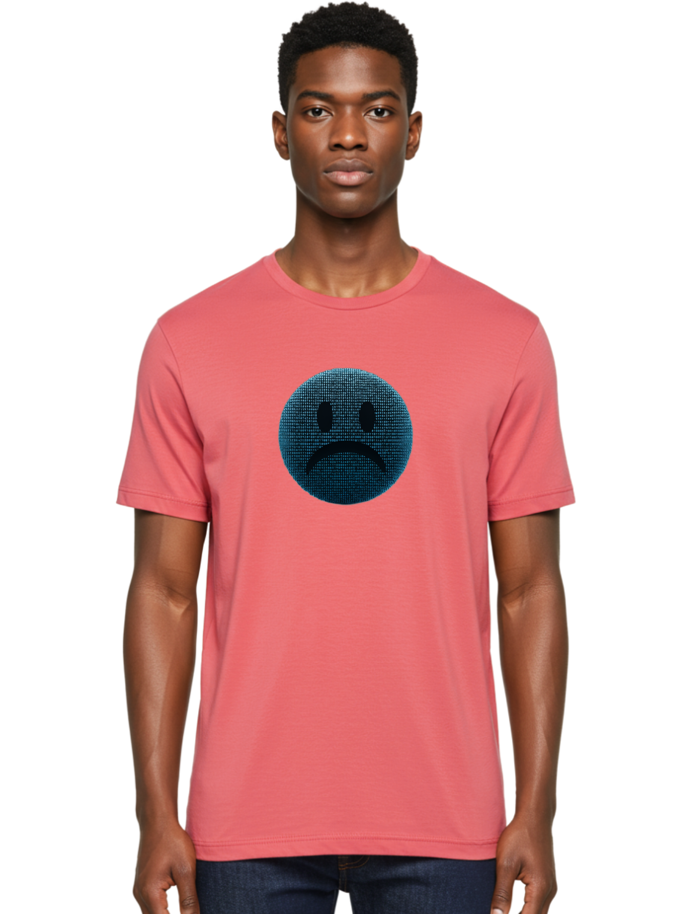 Sad-Face Men'S Graphic Tee, 100% Cotton, Comfortable Casual Summer Wear, Machine Washable, Sad Face Emoticon, Unhappy Expression, Displeased Emotion, Negative Sentiment, Frowning Face, Upset Feeling, Distressed Mood Bab372 20