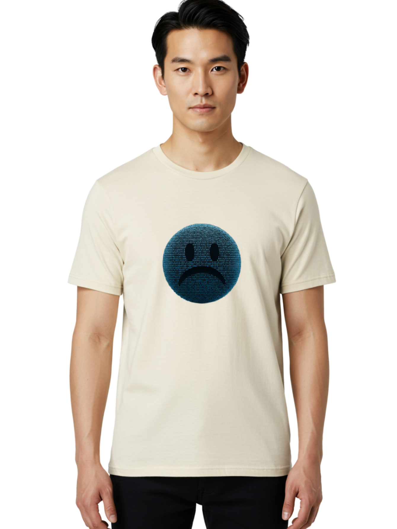 Sad-Face Men'S Graphic Tee, 100% Cotton, Comfortable Casual Summer Wear, Machine Washable, Sad Face Emoticon, Unhappy Expression, Displeased Emotion, Negative Sentiment, Frowning Face, Upset Feeling, Distressed Mood Bab372 14