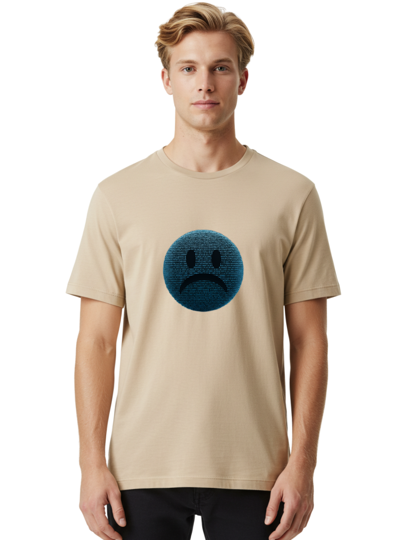 Sad-Face Men'S Graphic Tee, 100% Cotton, Comfortable Casual Summer Wear, Machine Washable, Sad Face Emoticon, Unhappy Expression, Displeased Emotion, Negative Sentiment, Frowning Face, Upset Feeling, Distressed Mood Bab372 10