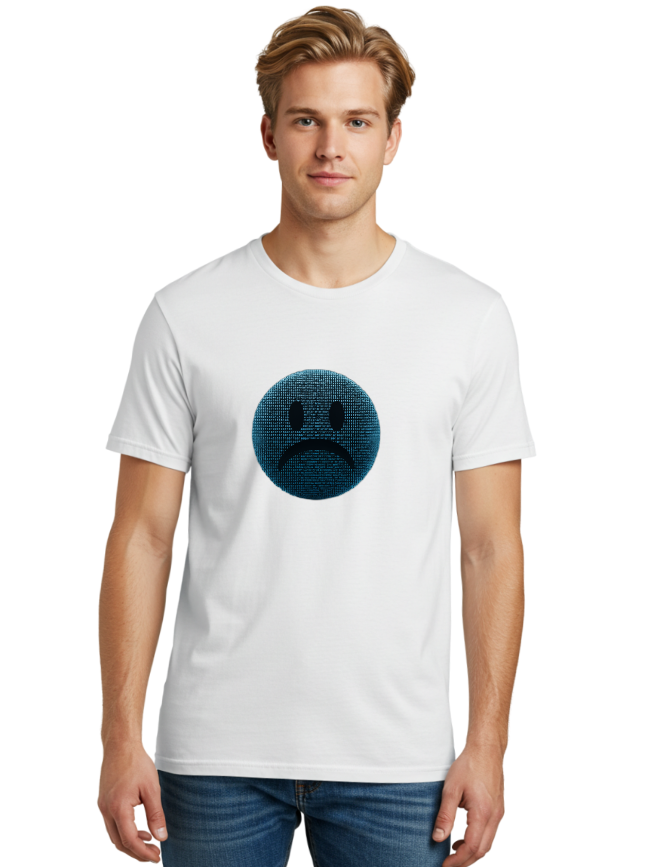 Sad-Face Men'S Graphic Tee, 100% Cotton, Comfortable Casual Summer Wear, Machine Washable, Sad Face Emoticon, Unhappy Expression, Displeased Emotion, Negative Sentiment, Frowning Face, Upset Feeling, Distressed Mood Bab372 22