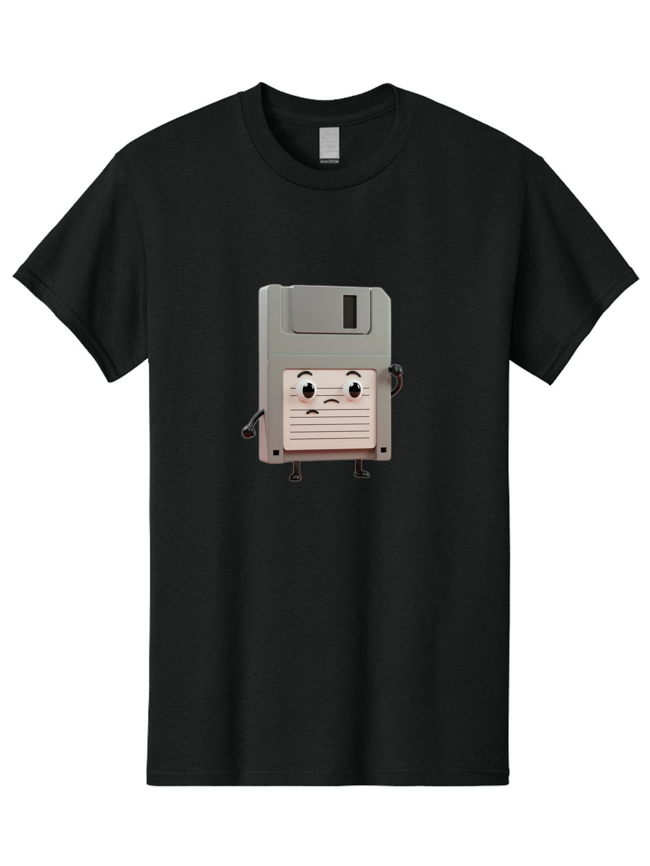 Sad-Floppy-Disk Men'S Graphic Tee, 100% Cotton, Comfortable Casual Summer Wear, Machine Washable, Retro Floppy Disk, Cartoon Character, Anthropomorphic Design, Sad Expression, 3D Rendering, Nostalgic Tech, Retro Computing, Bab373 25