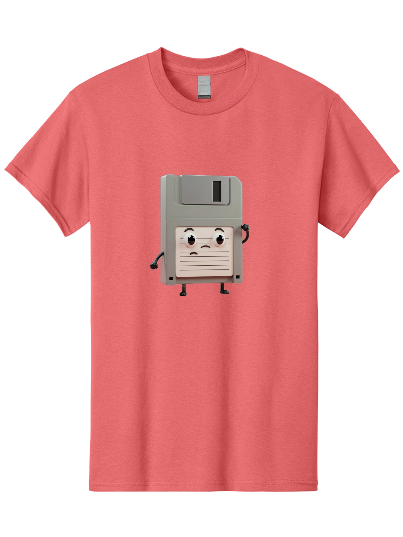 Sad-Floppy-Disk Men'S Graphic Tee, 100% Cotton, Comfortable Casual Summer Wear, Machine Washable, Retro Floppy Disk, Cartoon Character, Anthropomorphic Design, Sad Expression, 3D Rendering, Nostalgic Tech, Retro Computing, Bab373 23