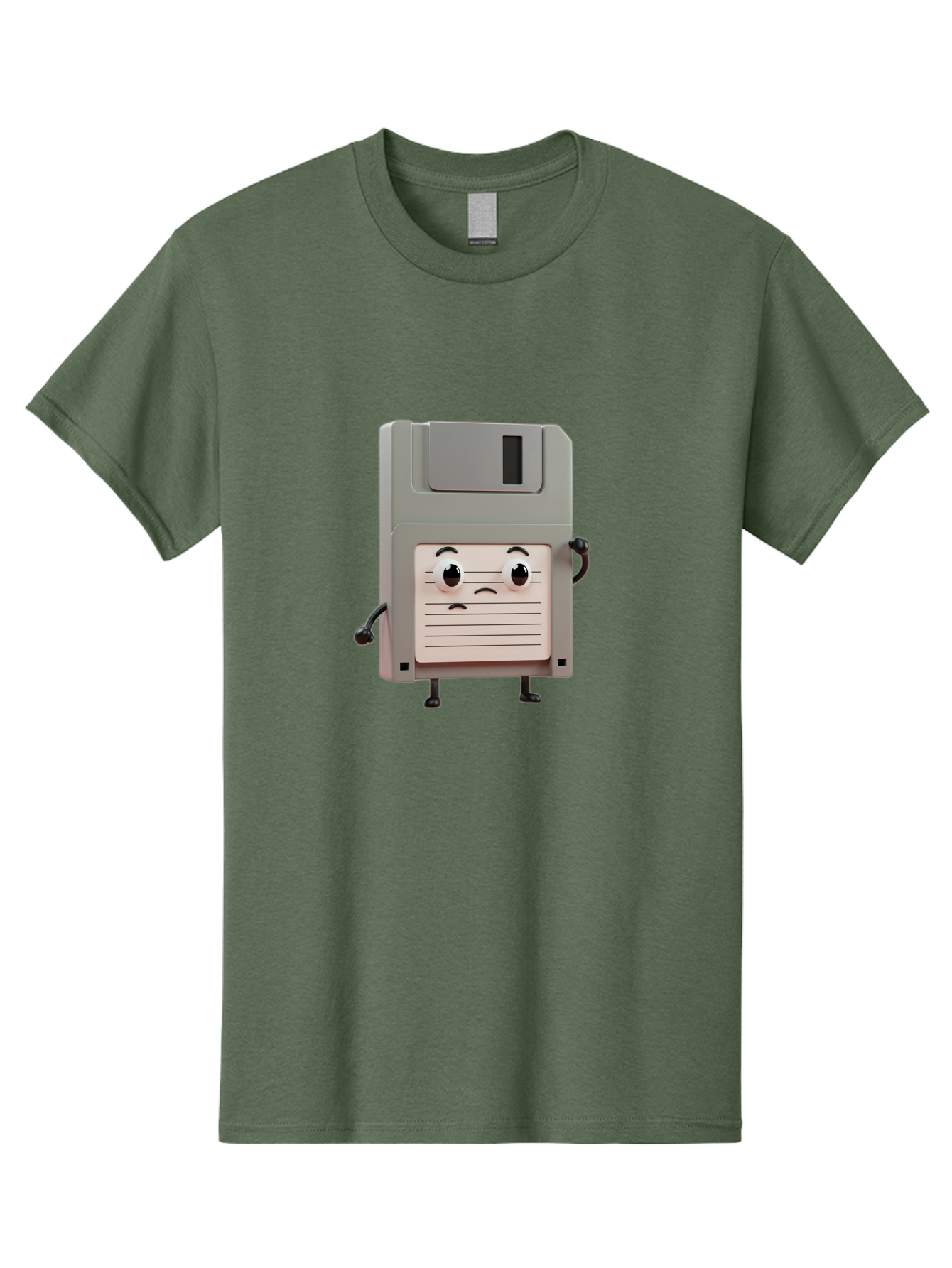 Sad-Floppy-Disk Men'S Graphic Tee, 100% Cotton, Comfortable Casual Summer Wear, Machine Washable, Retro Floppy Disk, Cartoon Character, Anthropomorphic Design, Sad Expression, 3D Rendering, Nostalgic Tech, Retro Computing, Bab373 19