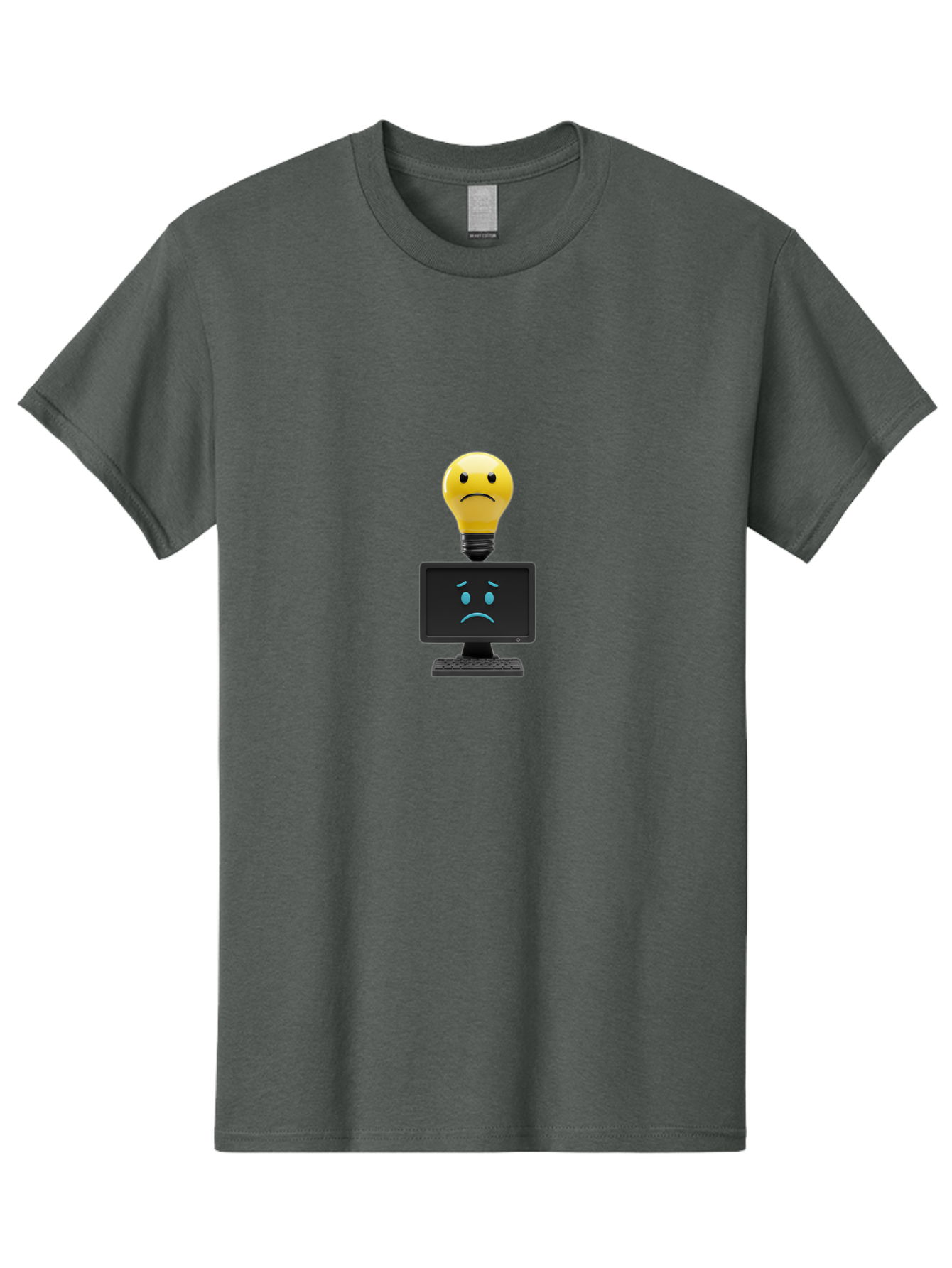 Sad-Light-Bulb Men'S Graphic Tee, 100% Cotton, Comfortable Casual Summer Wear, Machine Washable, Sad Emoji, Frowning Face, Unhappy Computer, Disappointing Technology, Frustrations, Negative Emotions, Distress, Gloomy Atmosphere, Bab376 29